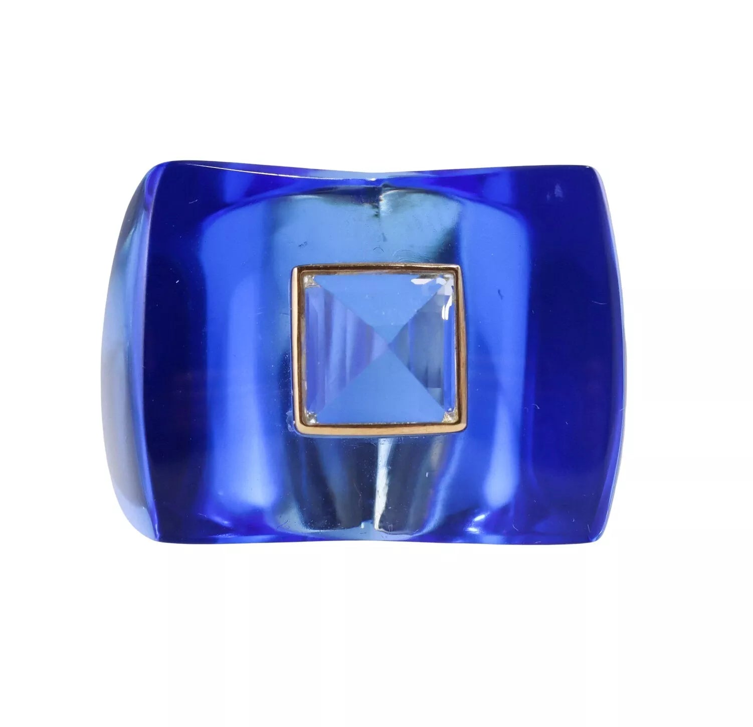 Baccarat 18k Gold Blue Crystal Ring