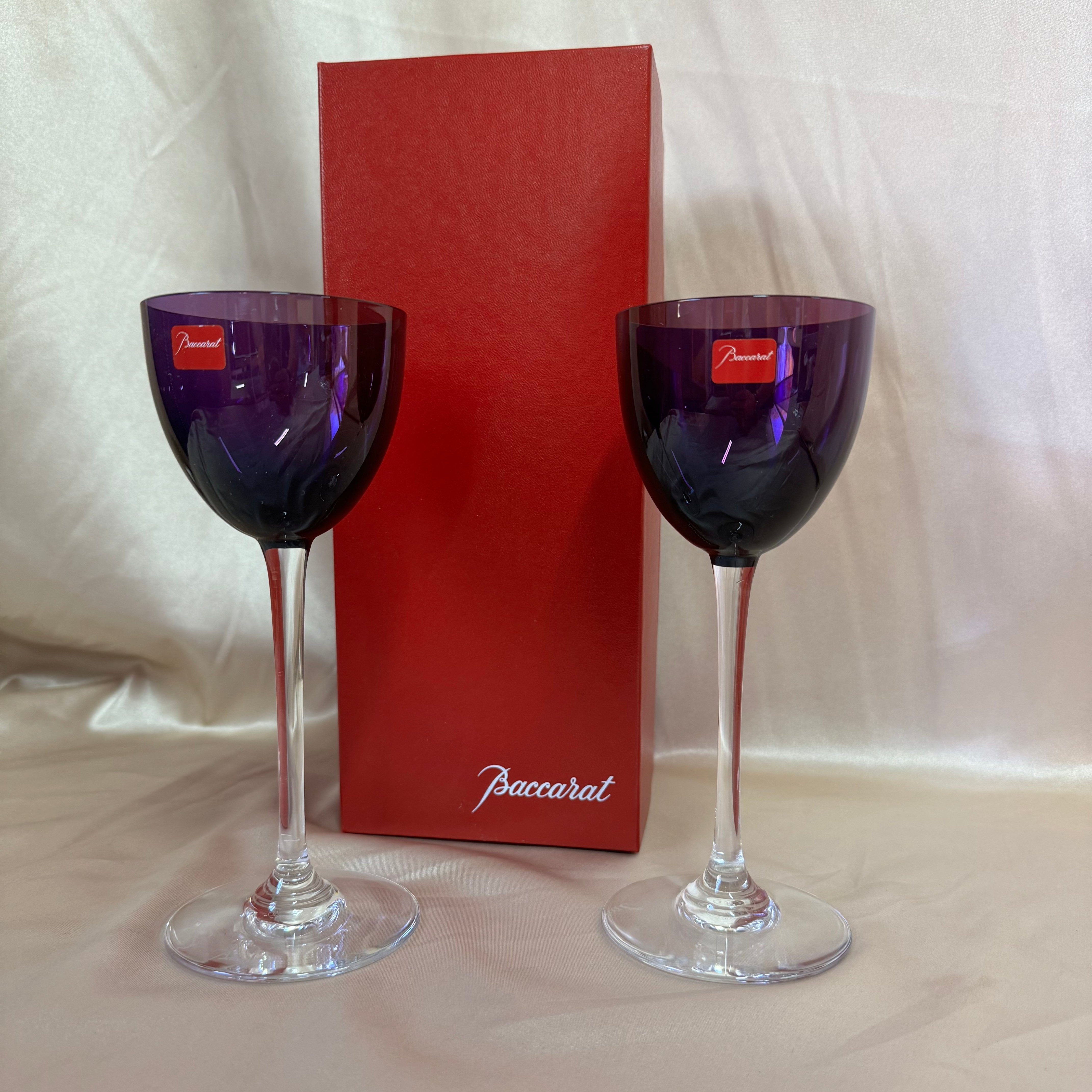 New Old Stock Baccarat Perfection Purple Wine Glass Set of 2 1123132