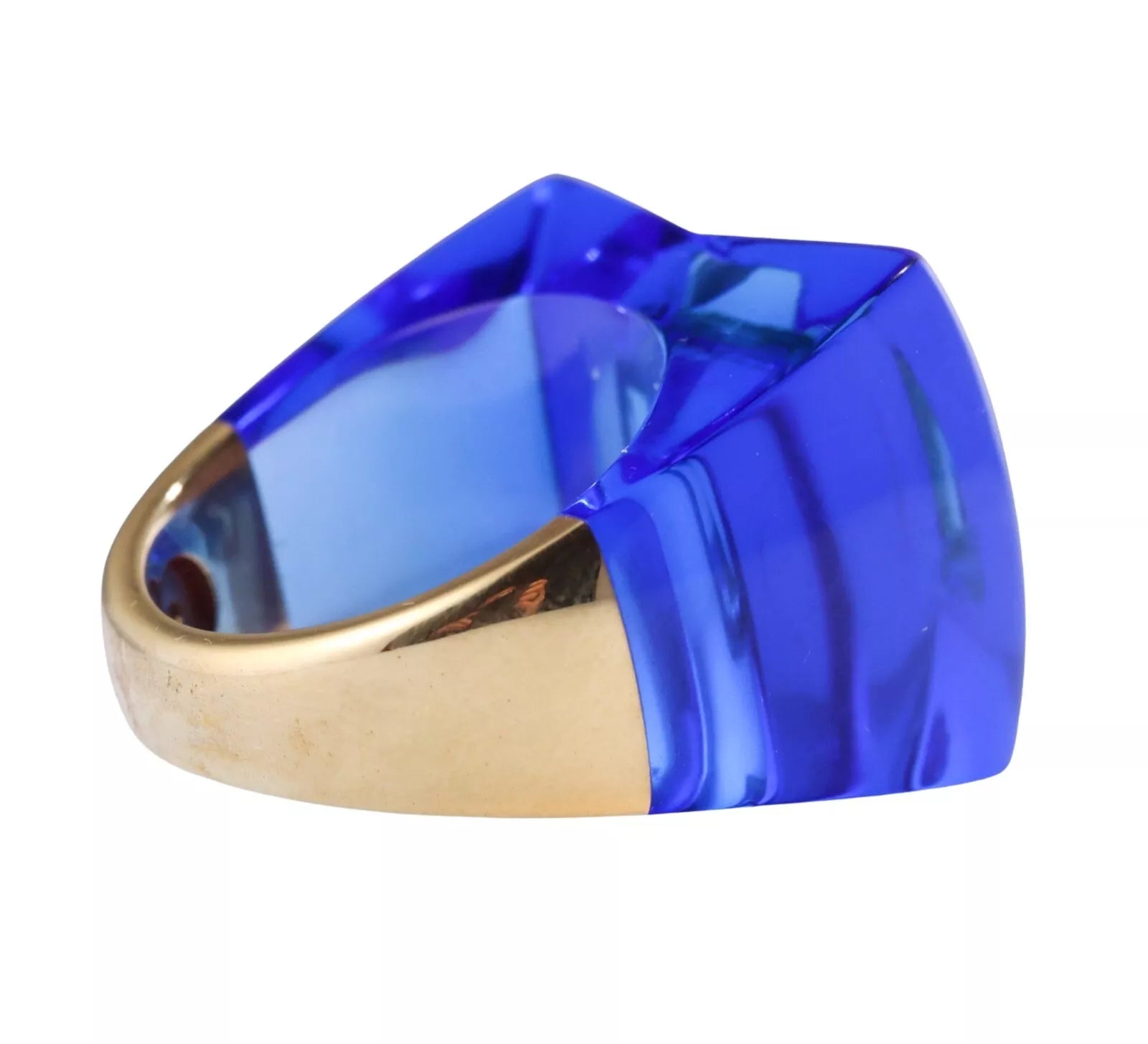 Baccarat 18k Gold Blue Crystal Ring