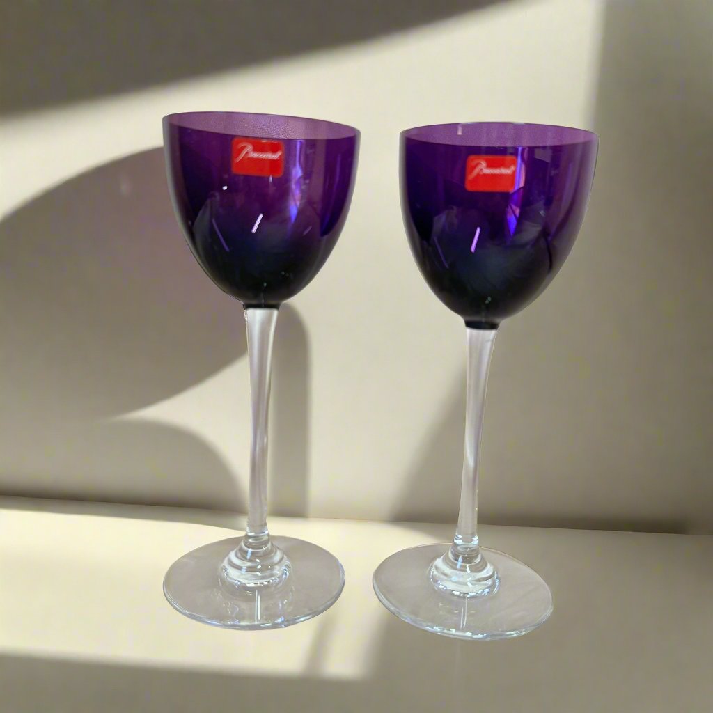 New Old Stock Baccarat Perfection Purple Wine Glass Set of 2 1123132