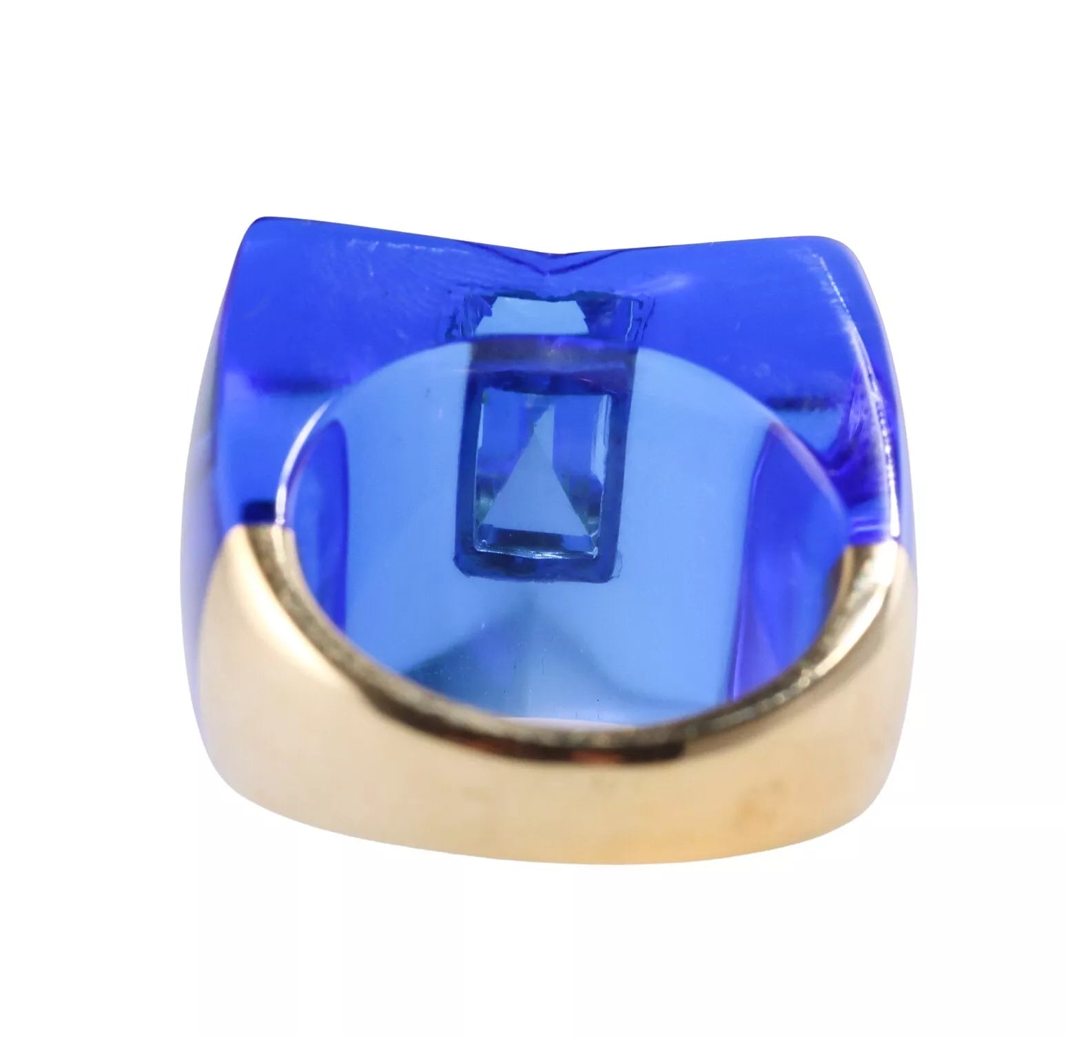 Baccarat 18k Gold Blue Crystal Ring