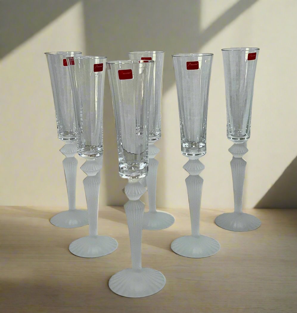 Baccarat Crystal Mille Nuits Flutissimo Ice Champagne Flute Set of 6 2801431