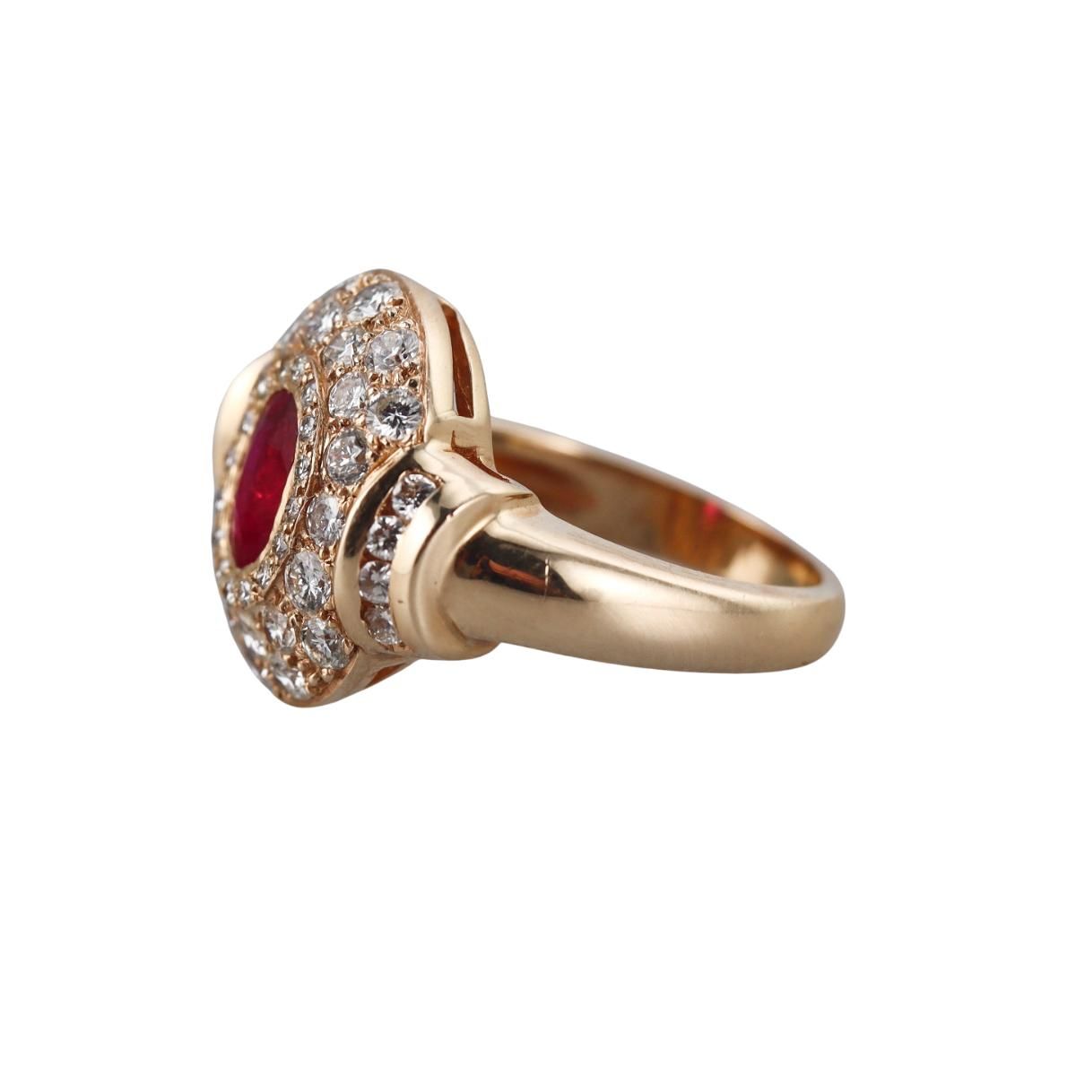 14k Gold Ruby Diamond Ring