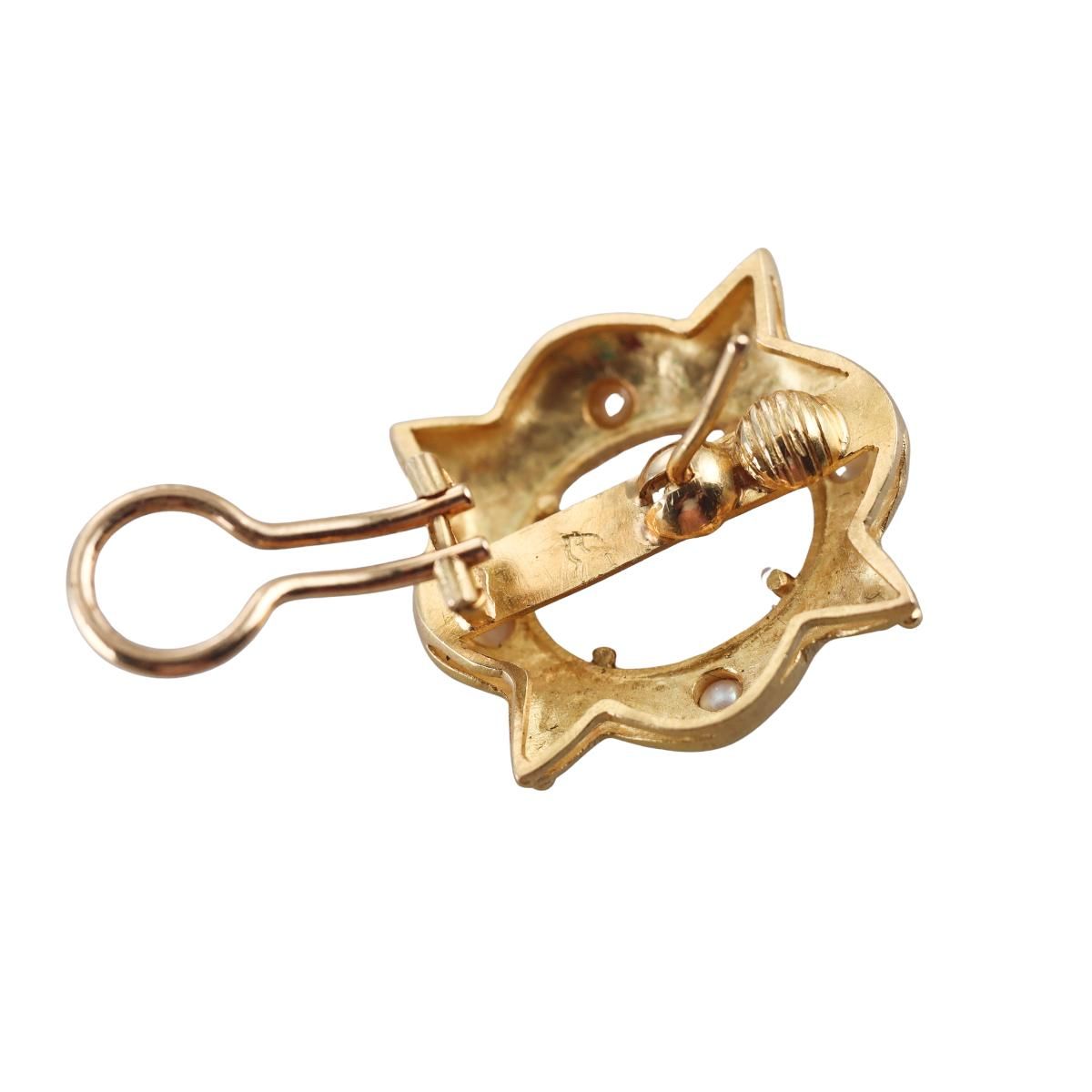 Elizabeth Locke 18k Gold Citrine Intaglio Pearl Earrings