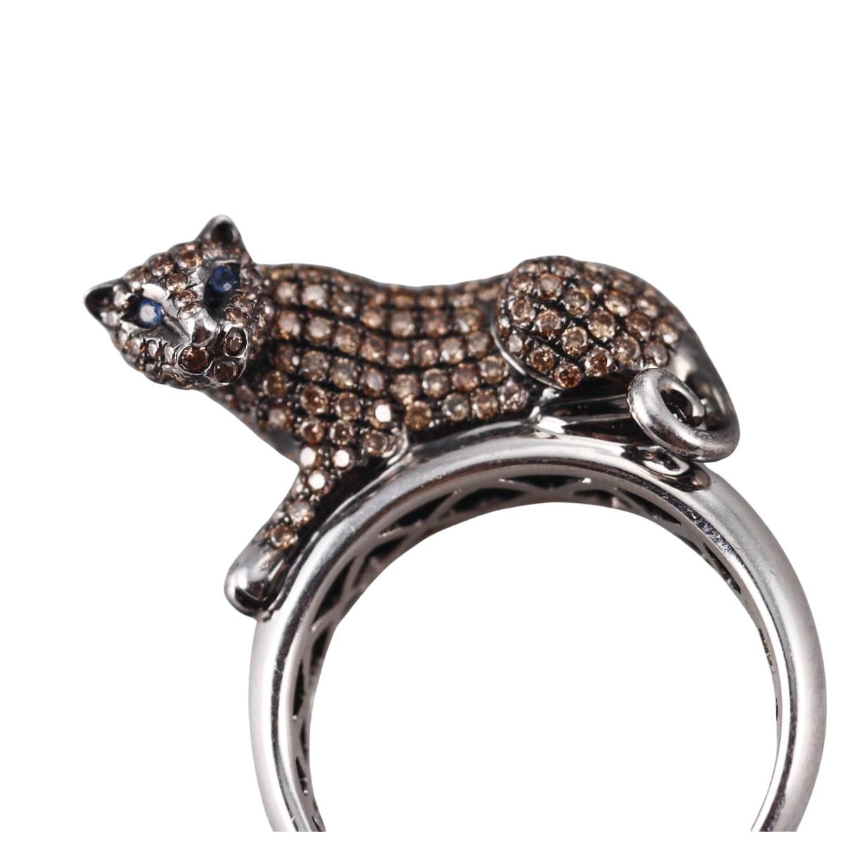 14k Gold Fancy Color Diamond Panther Ring