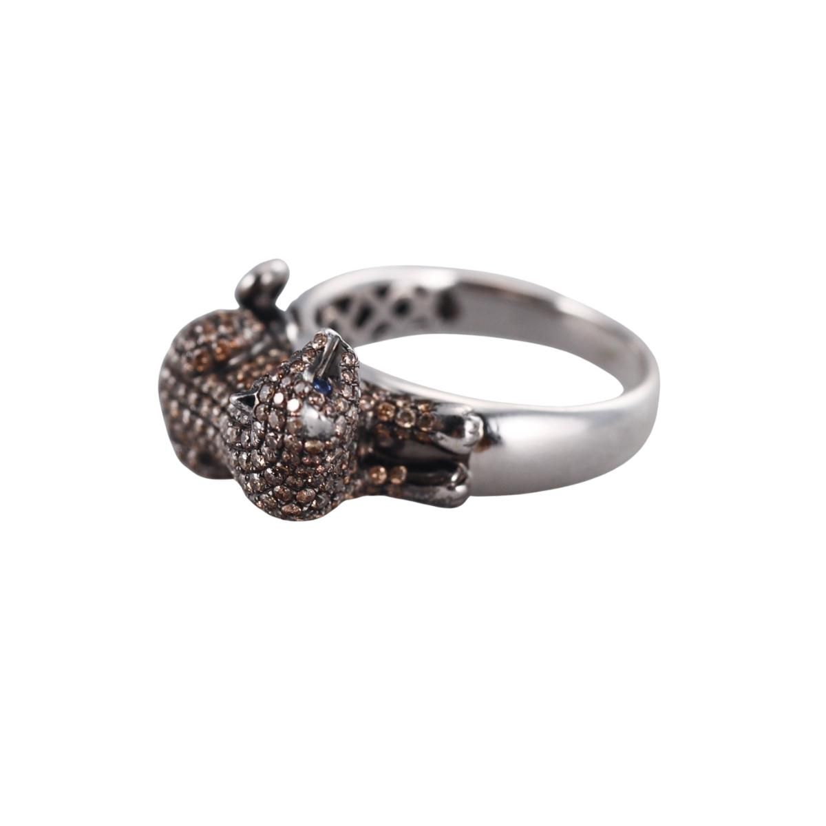 14k Gold Fancy Color Diamond Panther Ring