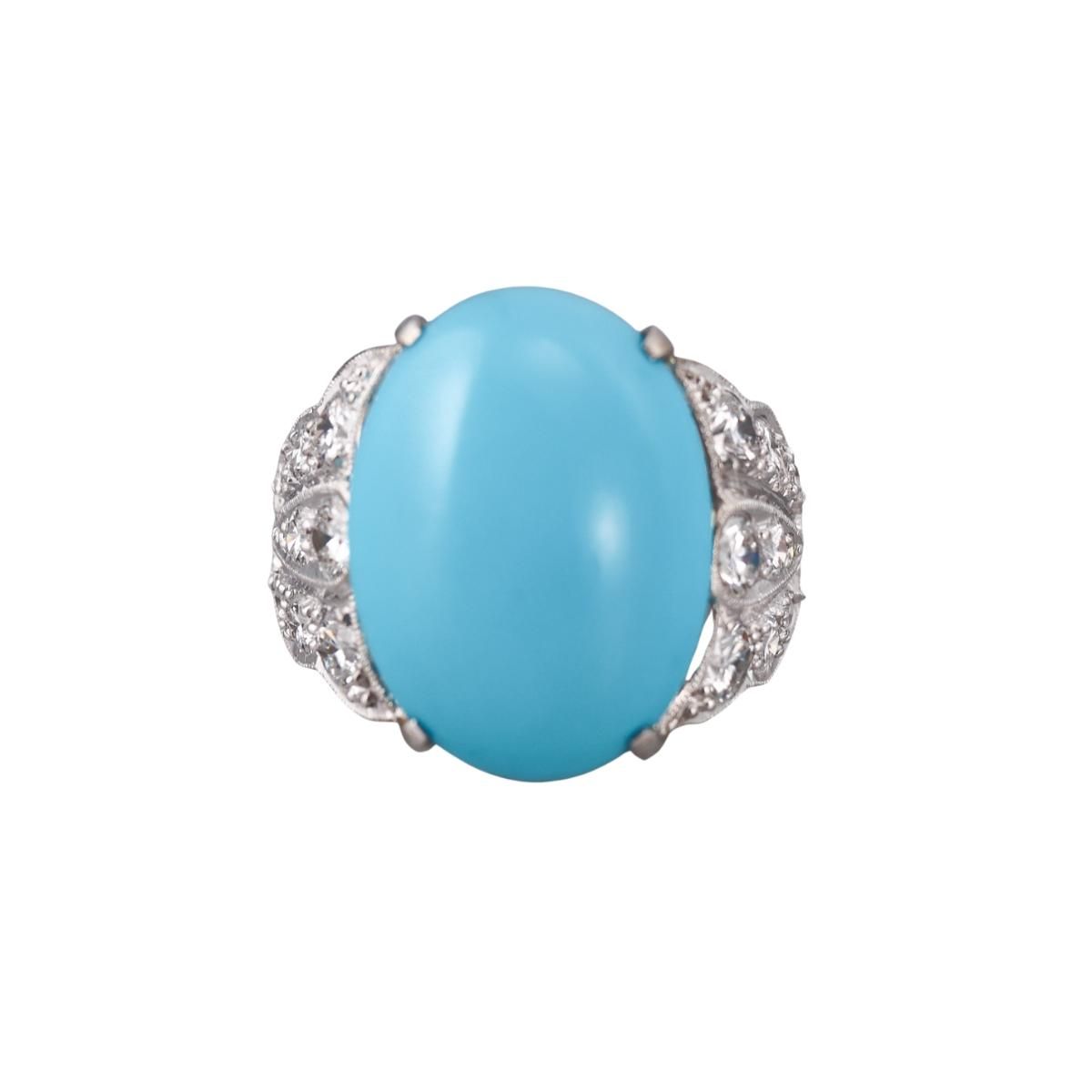 Platinum Diamond Turquoise Cocktail Ring