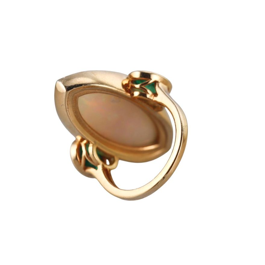 18k Gold Opal Emerald Cocktail Ring
