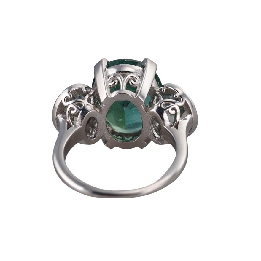 Platinum 9ct Green Tourmaline Prasiolite Ring