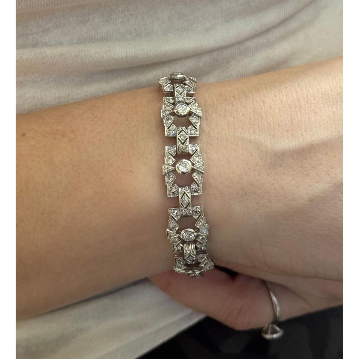 Mid Century 2.20ctw Diamond Platinum Bracelet