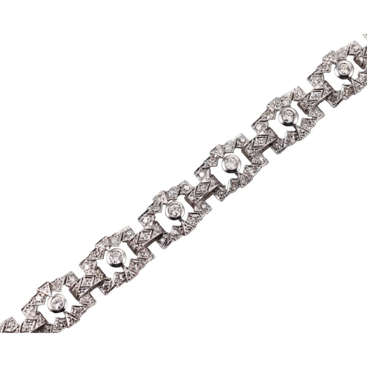Mid Century 2.20ctw Diamond Platinum Bracelet