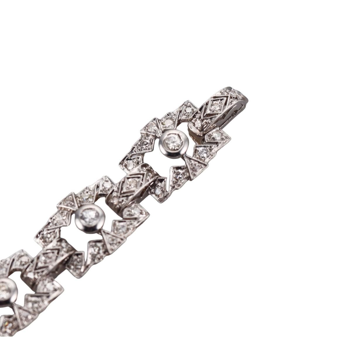 Mid Century 2.20ctw Diamond Platinum Bracelet
