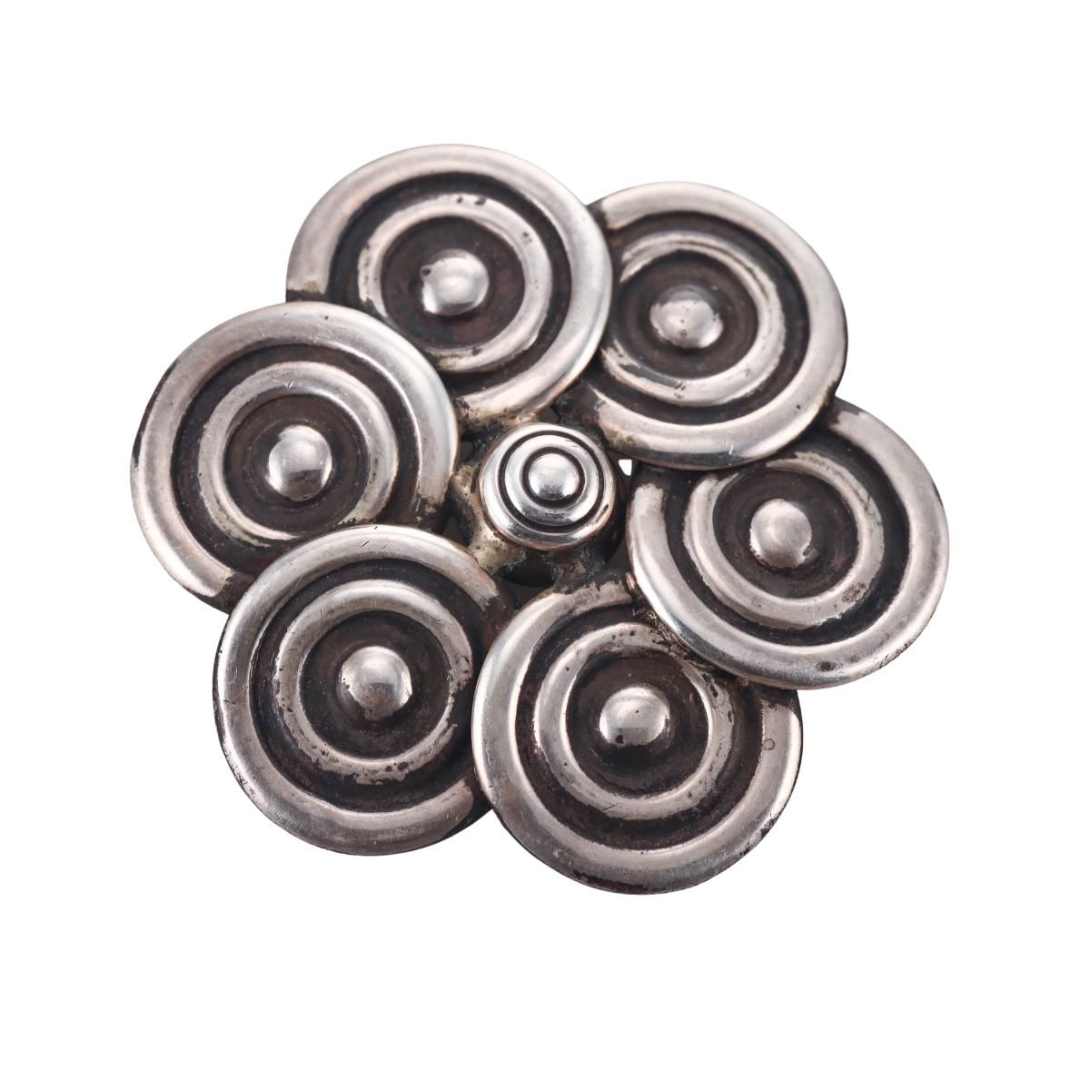 1940-1950s Mexican Los Castillo Taxco 940 Silver Brooch Pin