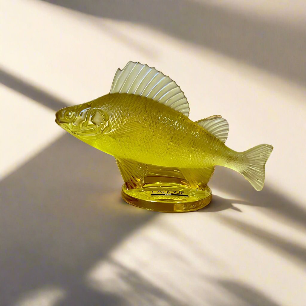 New Old Stock Lalique Crystal Yellow Perch Fish Figure 1183400