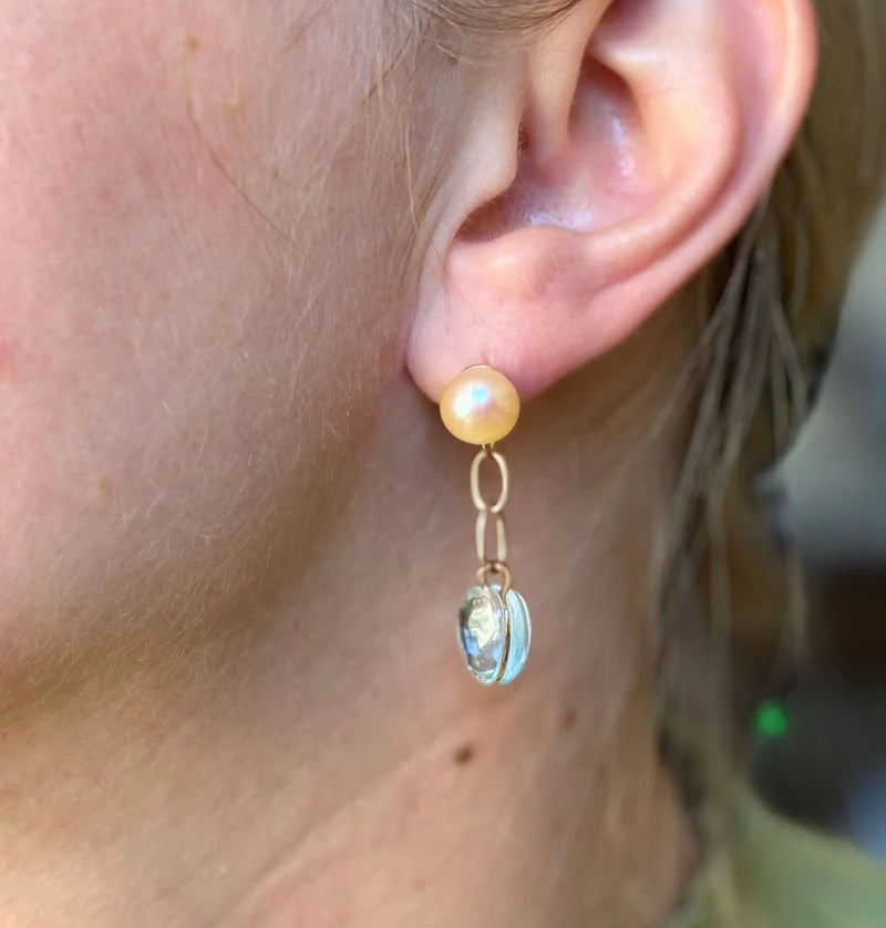 Mimi Milano Juliet Heart Blue Topaz Gold Drop Earrings