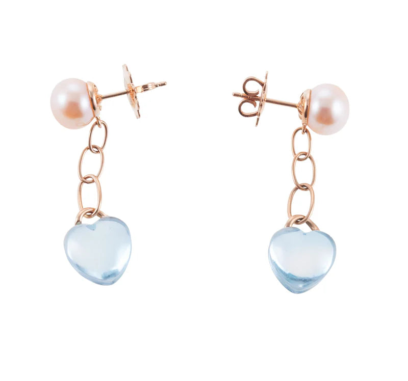 Mimi Milano Juliet Heart Blue Topaz Gold Drop Earrings