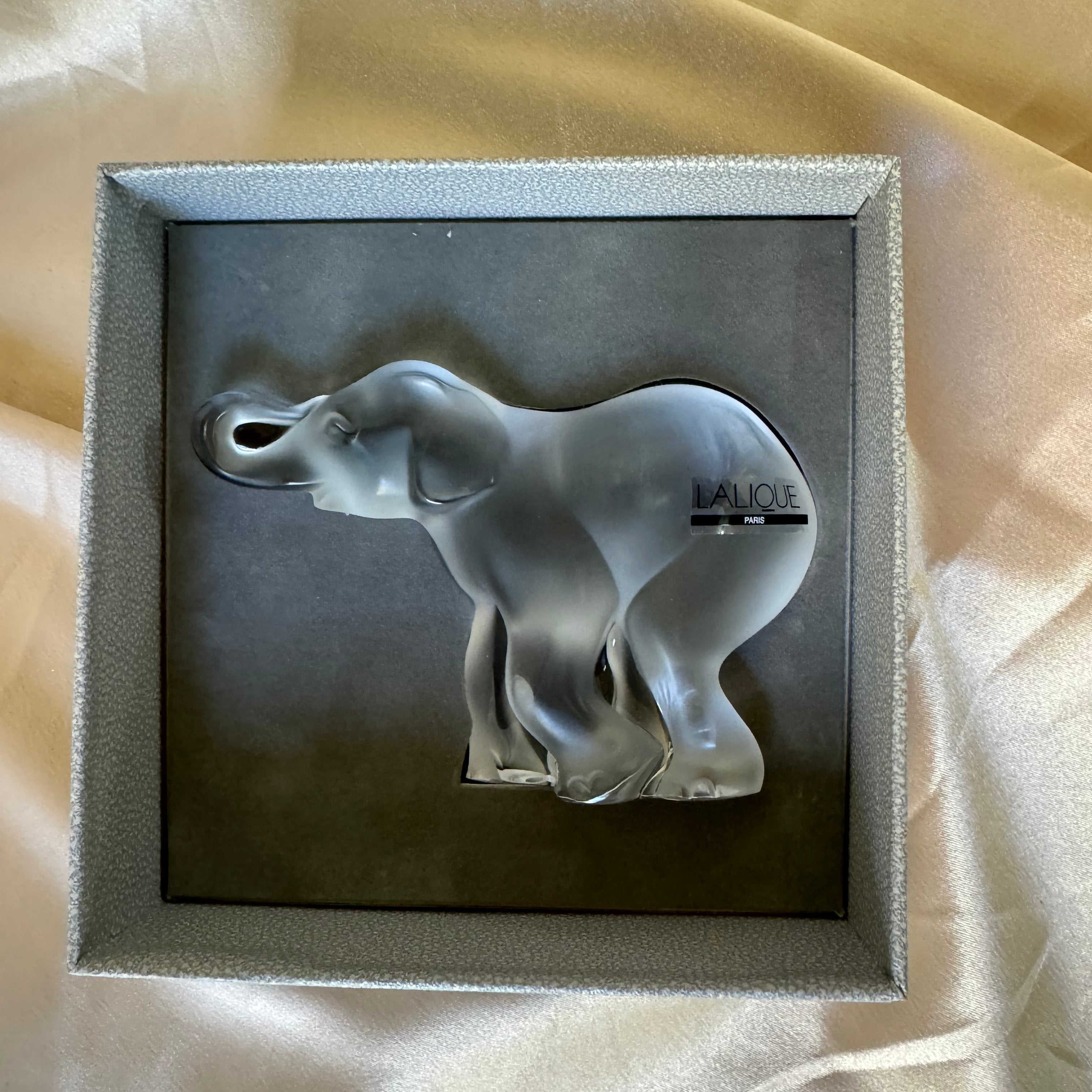 New Old Stock Lalique Crystal Clear Elephant Cub Figure 1179300