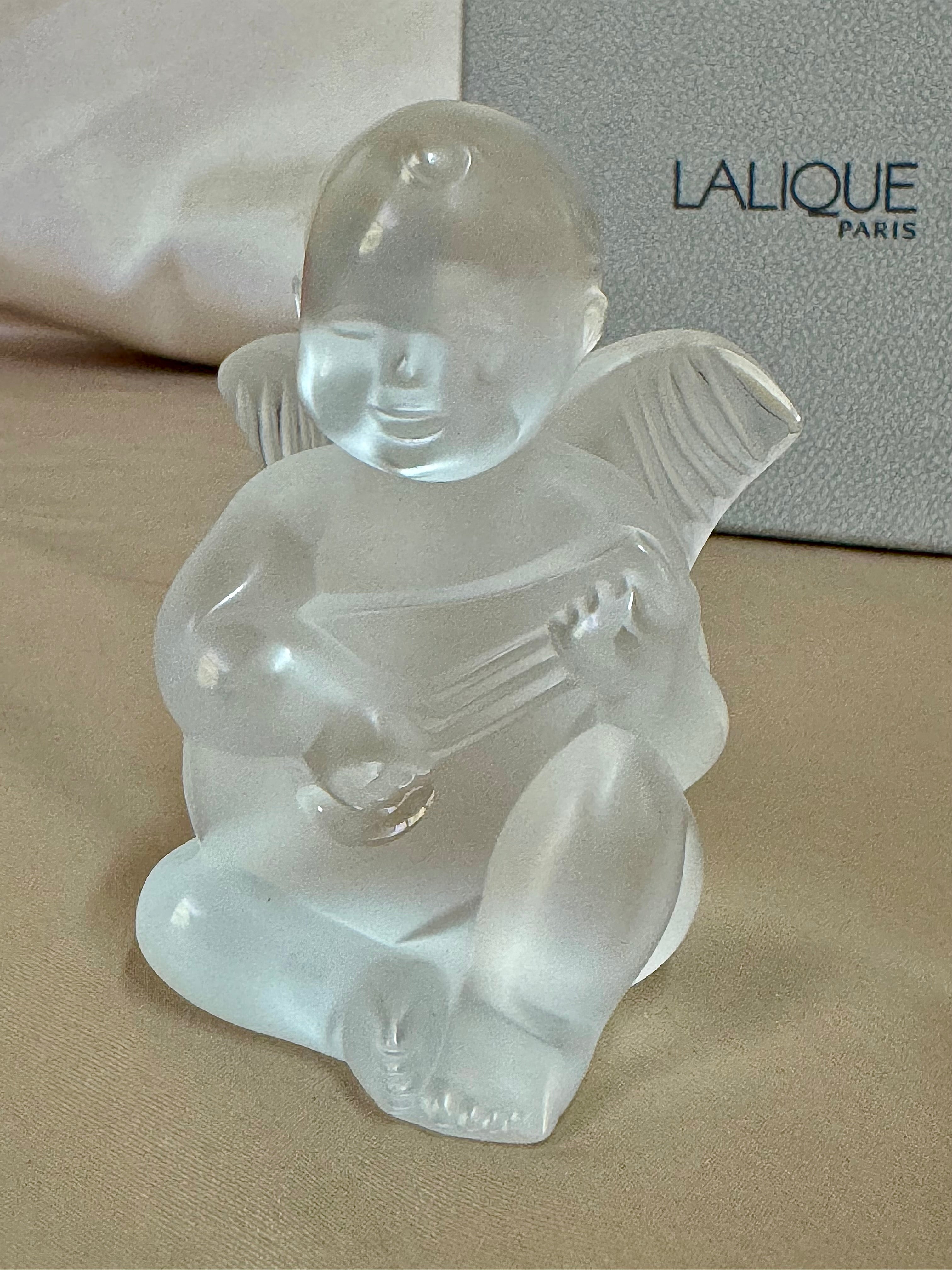 Lalique Crystal Clear Angel Mandoline Figure