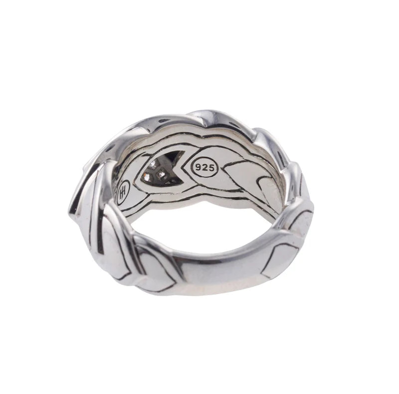 John Hardy Legends Naga Sterling Silver Diamond Ring OG-2493