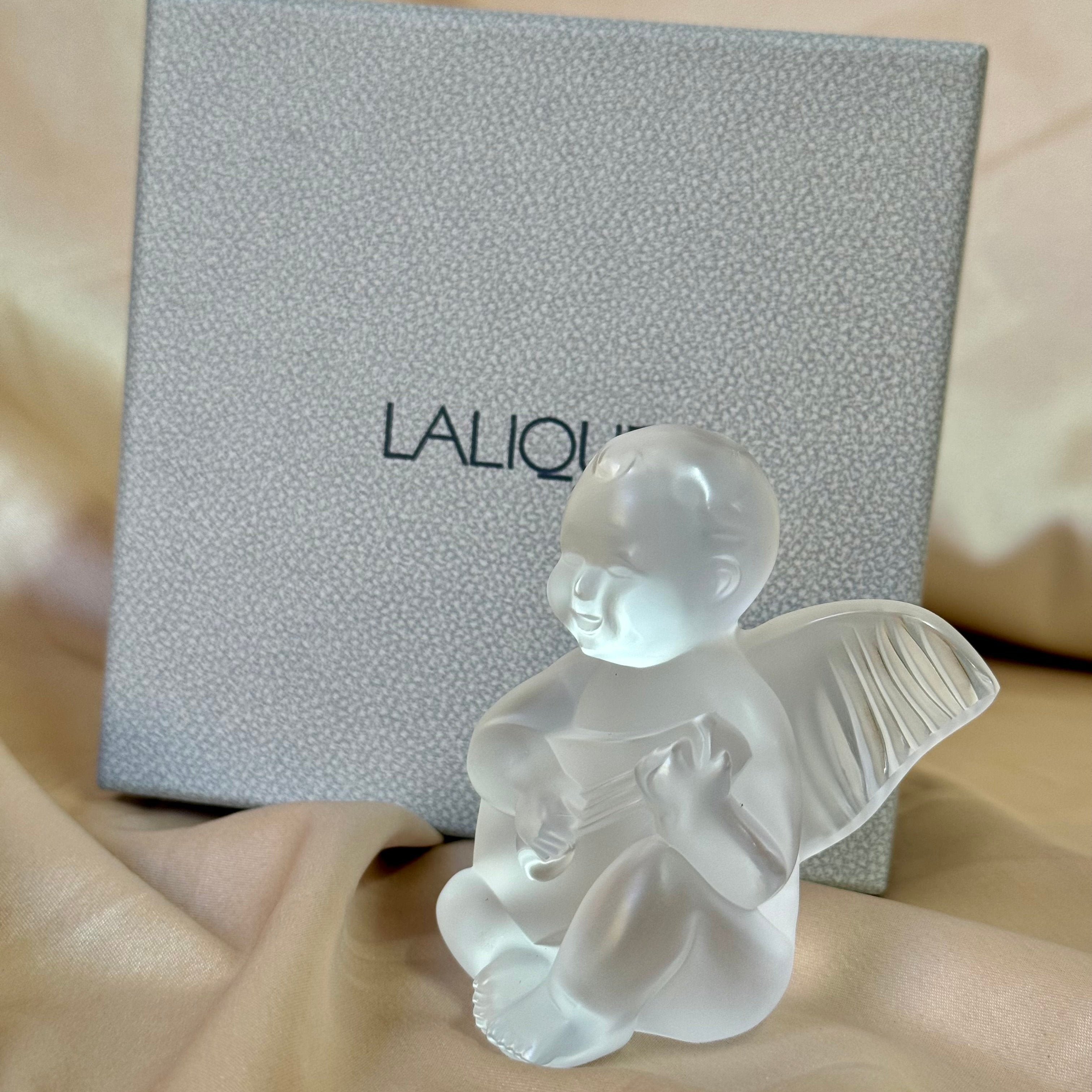 Lalique Crystal Clear Angel Mandoline Figure