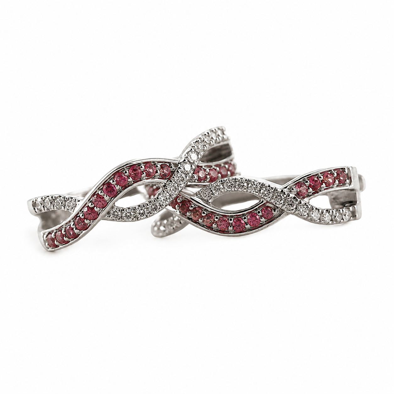 Kallati Gold Diamond Pink Sapphire Earrings