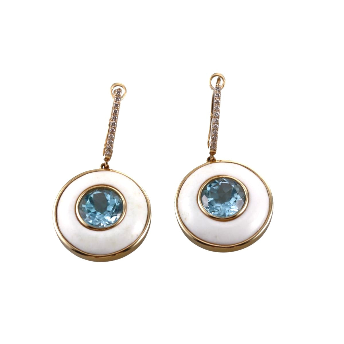 Doves Doron Paloma 18k Gold Agate Topaz Drop Earrings