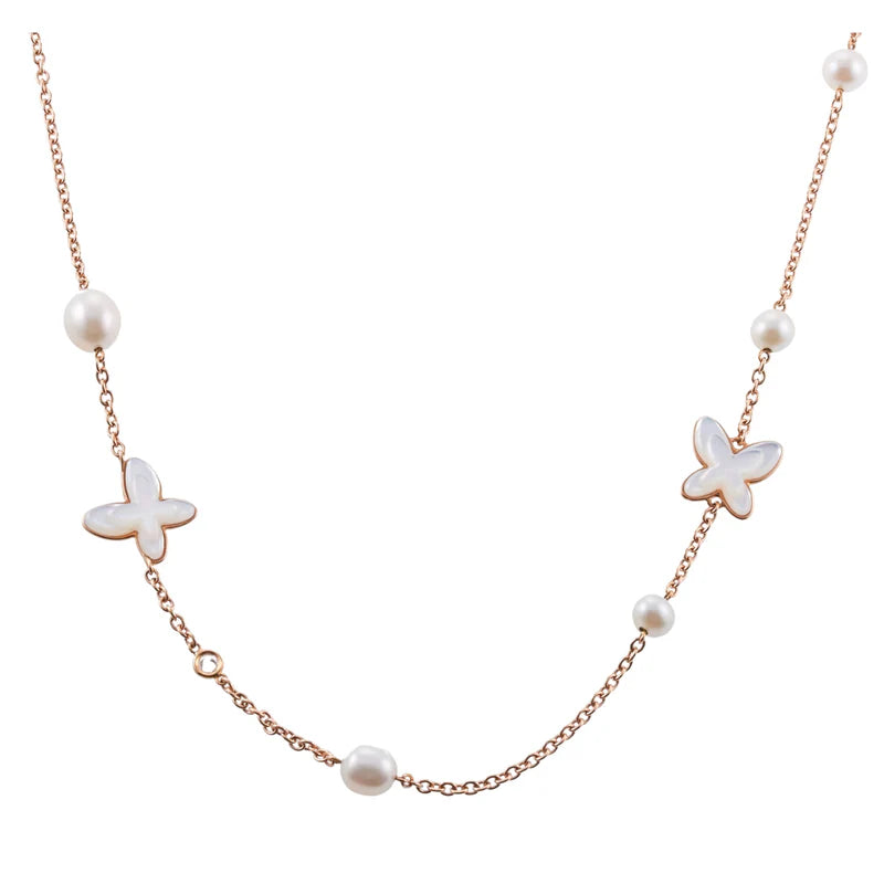 Mimi Milano Mother of Pearl Diamond Gold Freevola Necklace