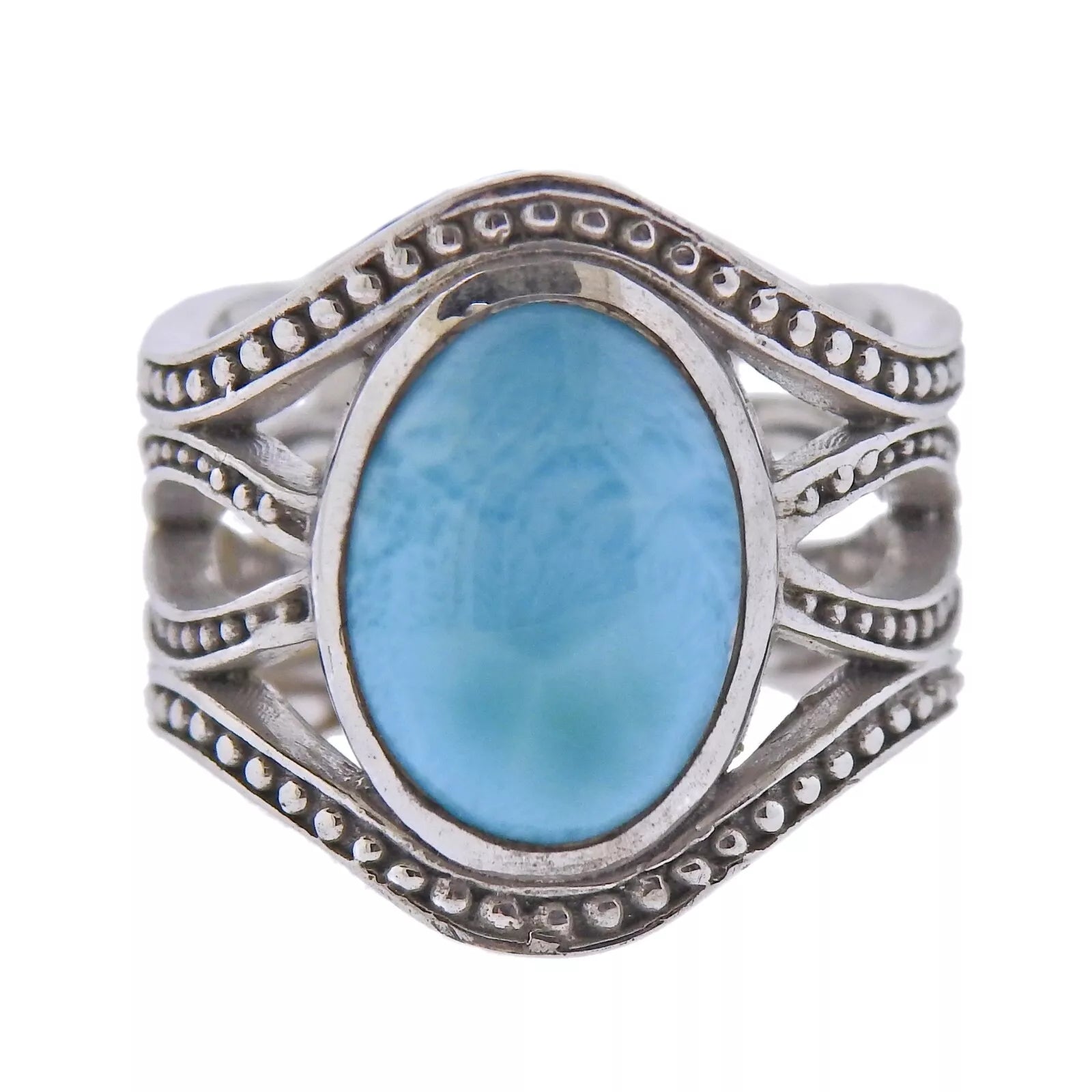 Marahlago Zeta Sterling Silver Larimar Gemstone Ring Retail $259 #14