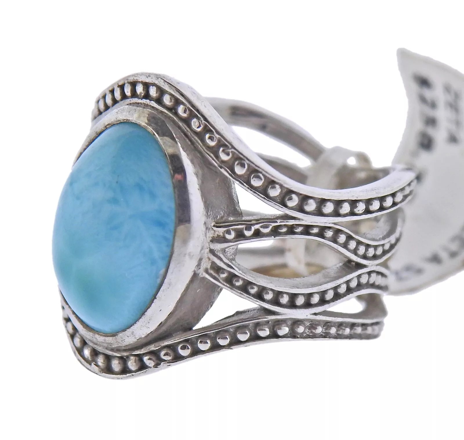 Marahlago Zeta Sterling Silver Larimar Gemstone Ring Retail $259 #14