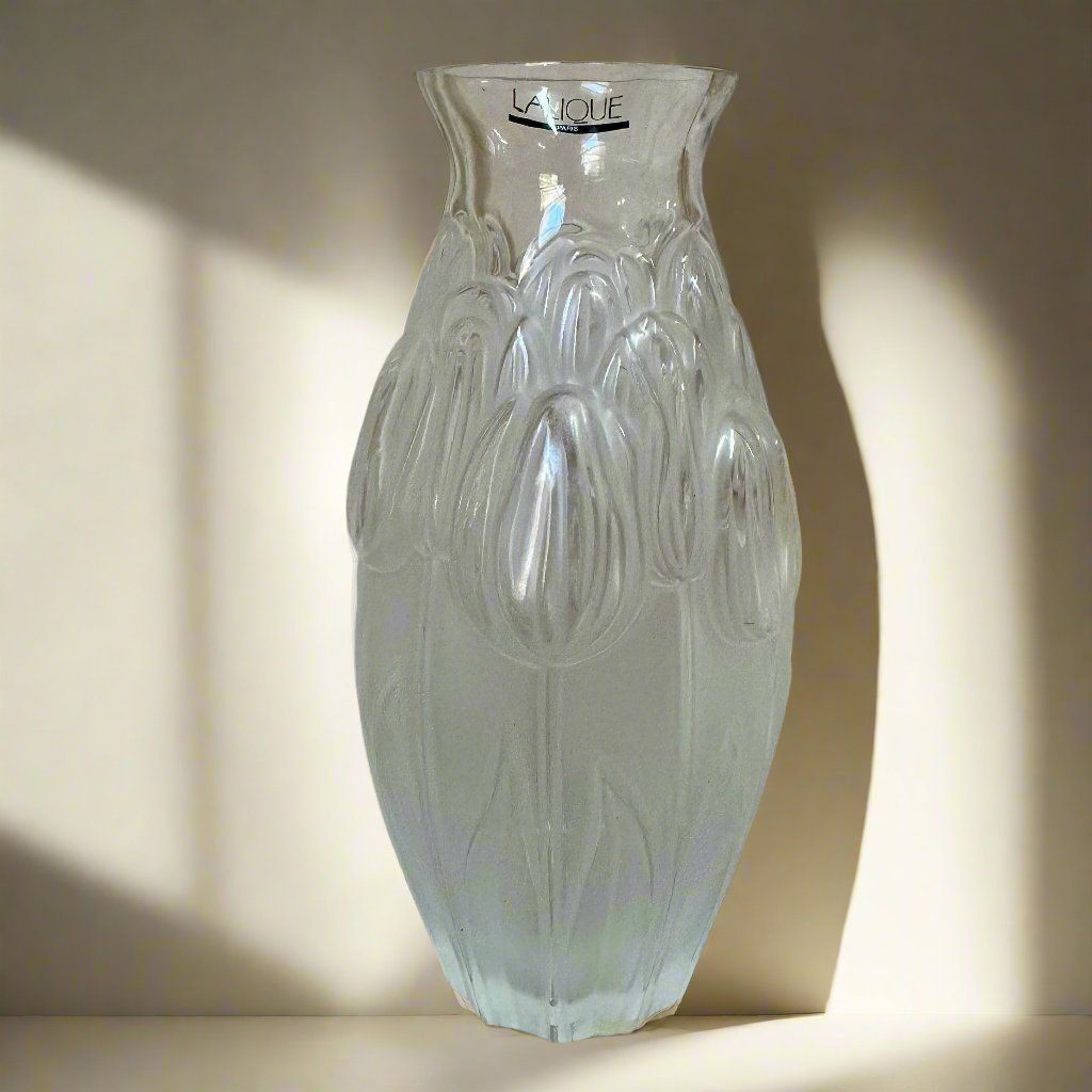 New old stock Lalique Tulips Clear Vase 1252400