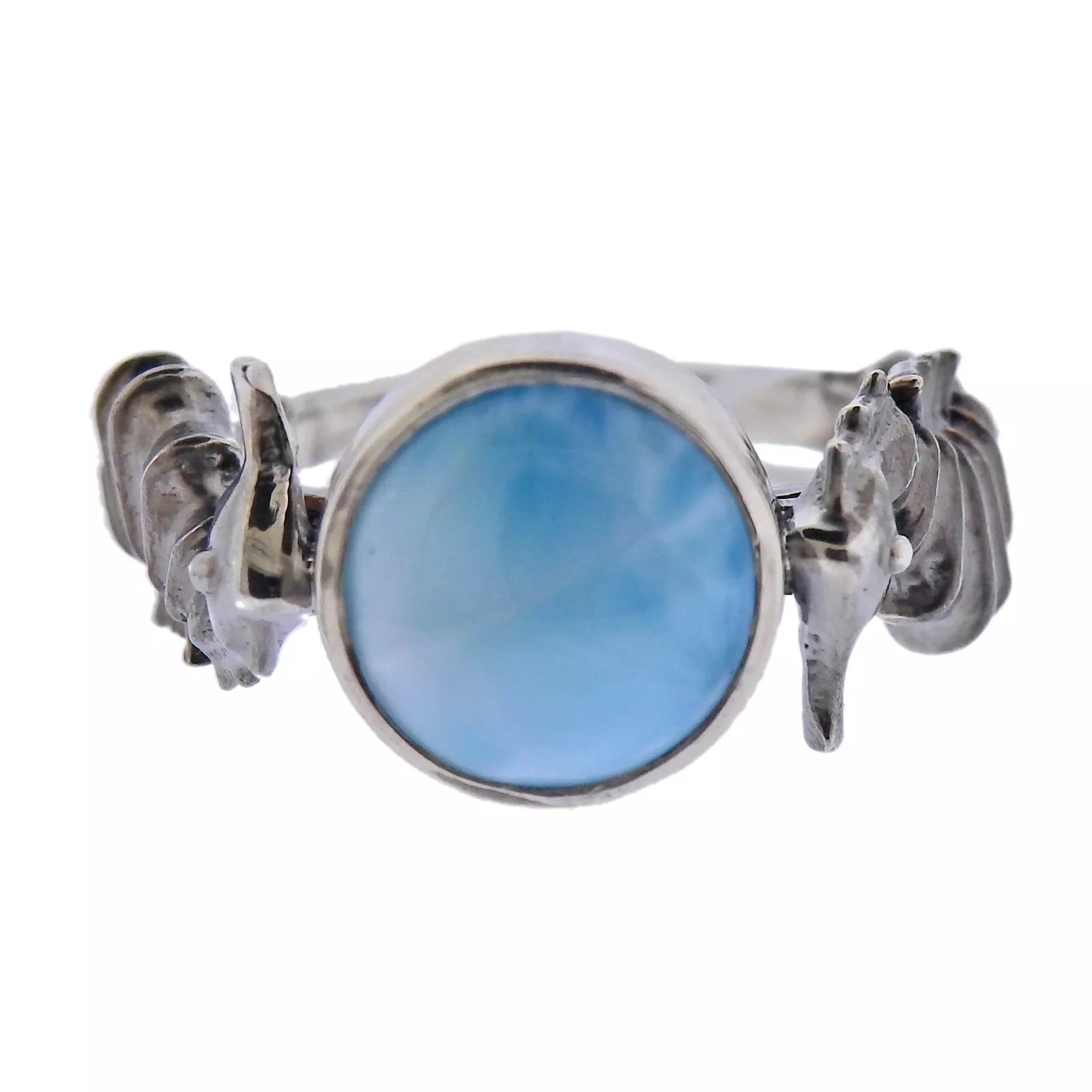 Marahlago Sealife Sterling Silver Larimar Seahorse Ring Retail $215 #07