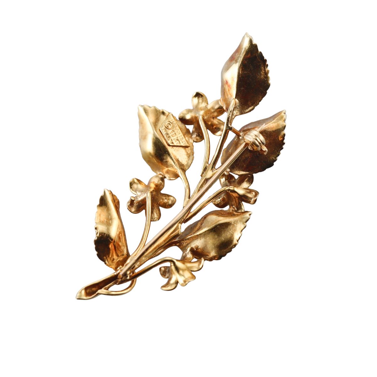 Tiffany & Co Vintage 18k Gold Pearl Floral Brooch Pin