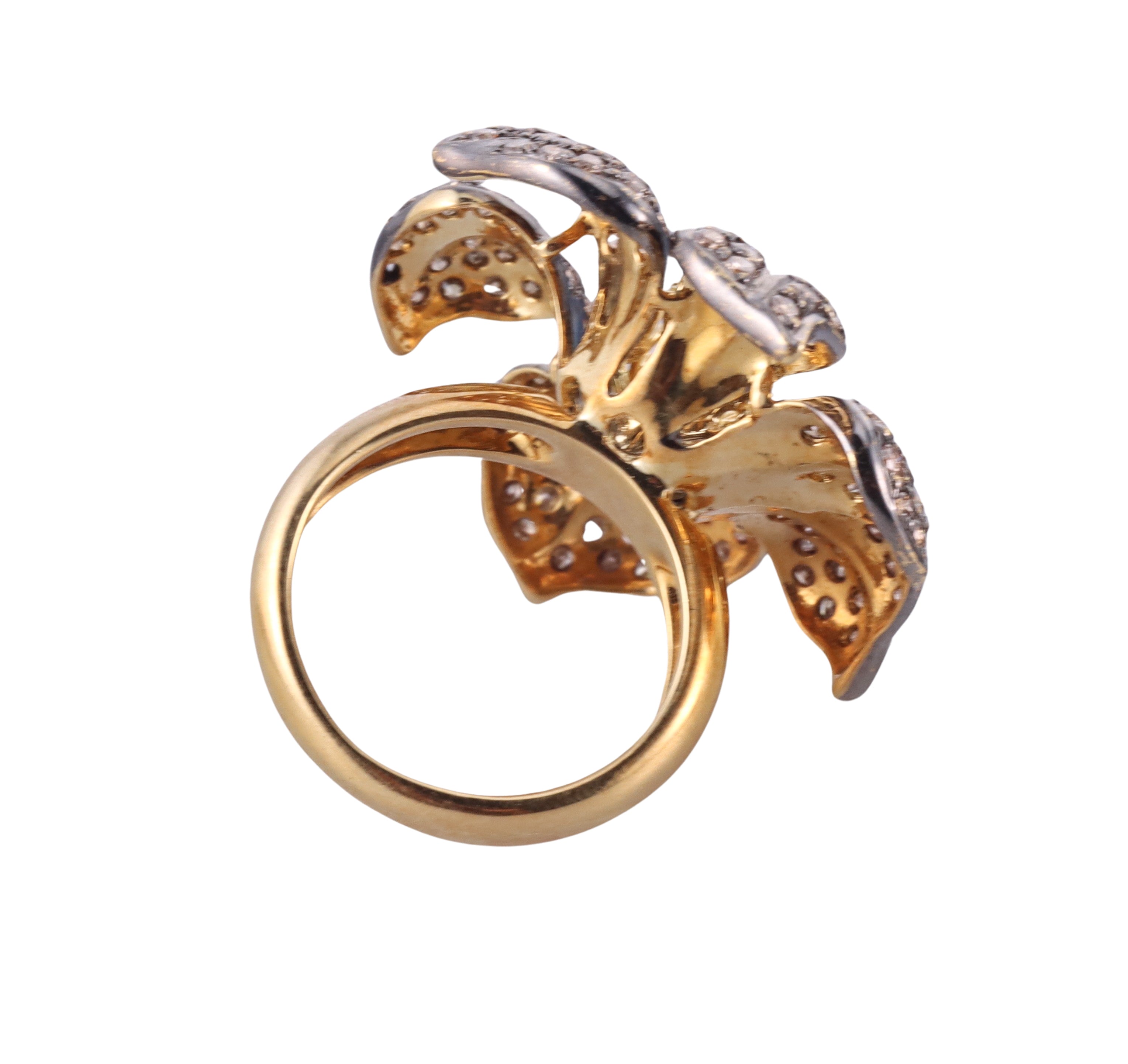 18k Gold Fancy Diamond Flower Ring