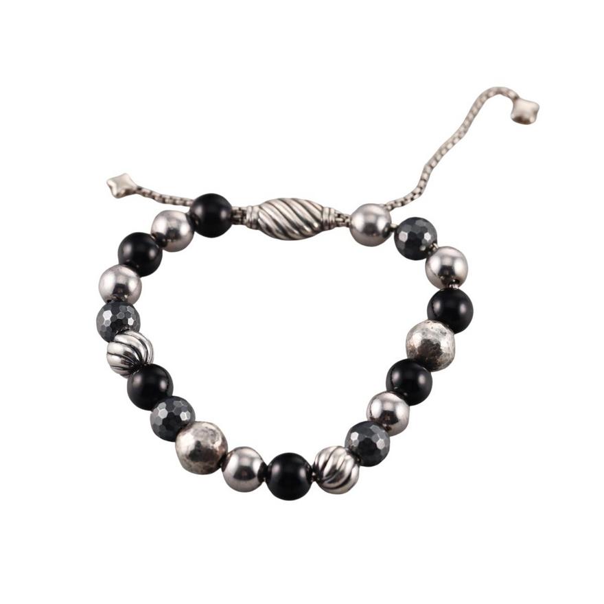 David Yurman Silver Onyx Hematite Spiritual Beads Bracelet