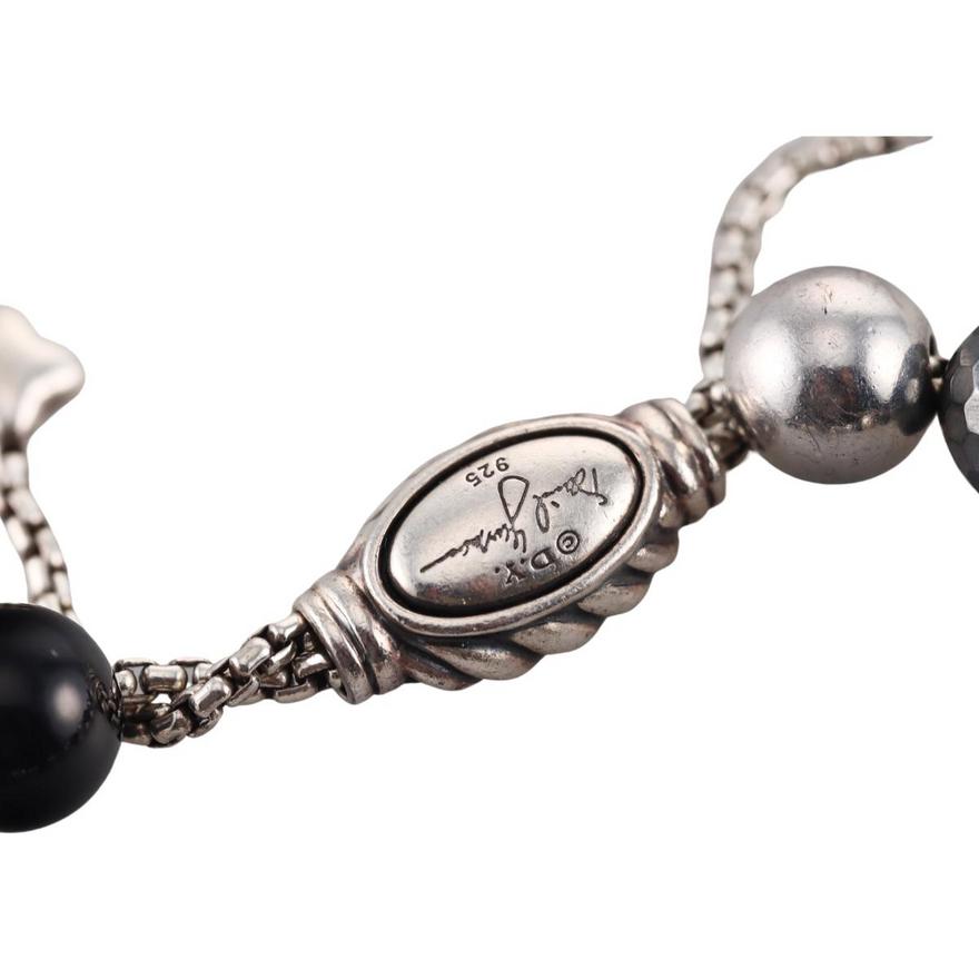 David Yurman Silver Onyx Hematite Spiritual Beads Bracelet