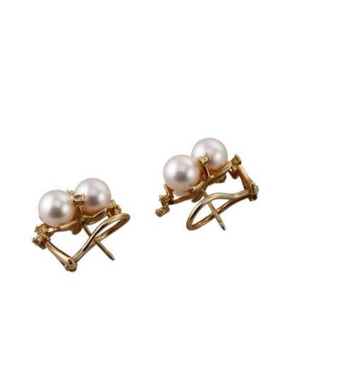 18k Gold Pearl Diamond Earrings