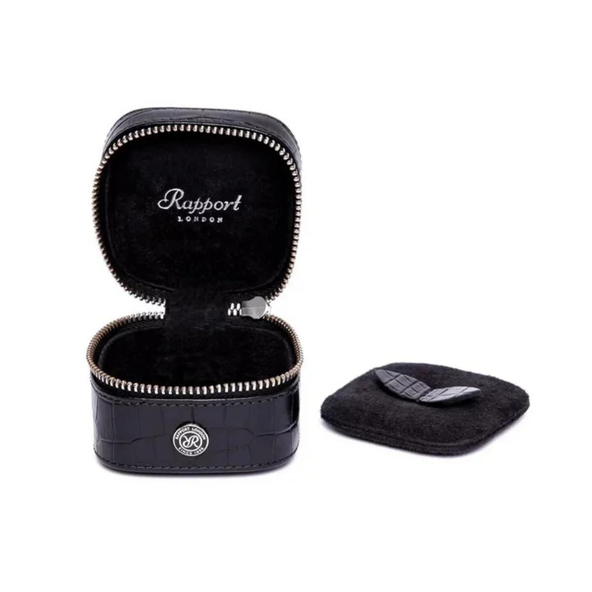 Rapport London Director's Range Leather Small Stud Box in Black