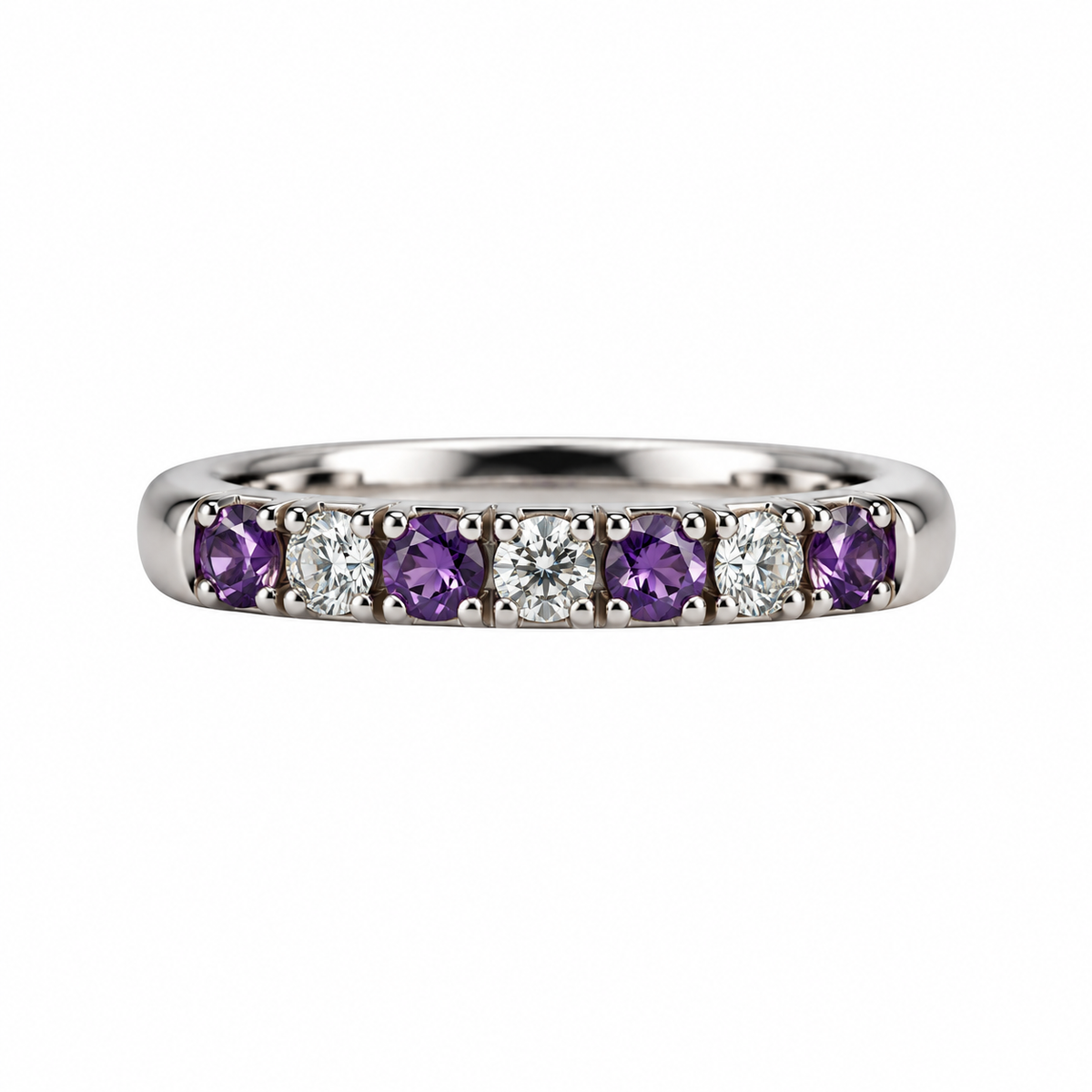 Kallati White Gold Diamond Pink Sapphire Wedding Band Ring