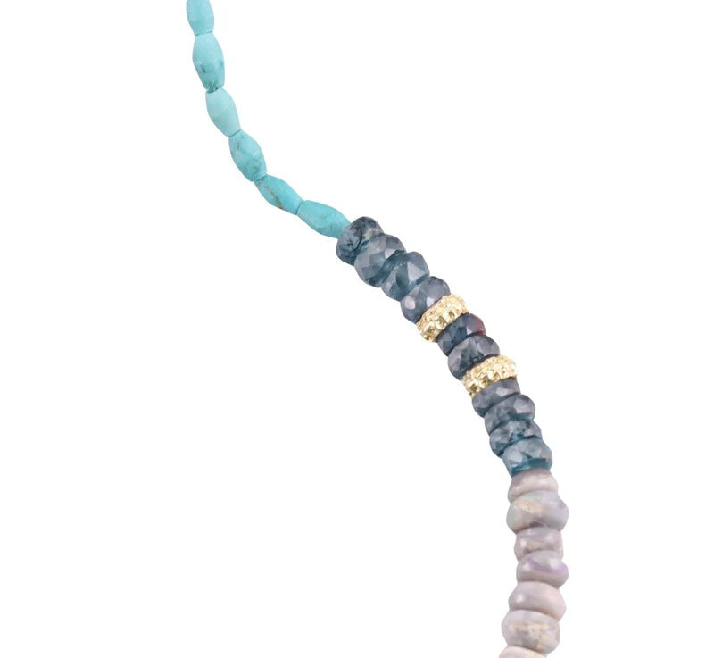 Armenta Old World Gold Sterling Silver Turquoise Boulder Opal Bead Necklace