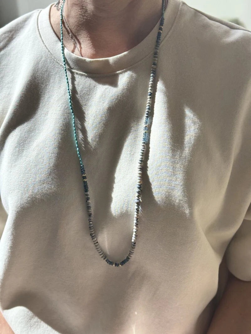 Armenta Old World Gold Sterling Silver Turquoise Boulder Opal Bead Necklace