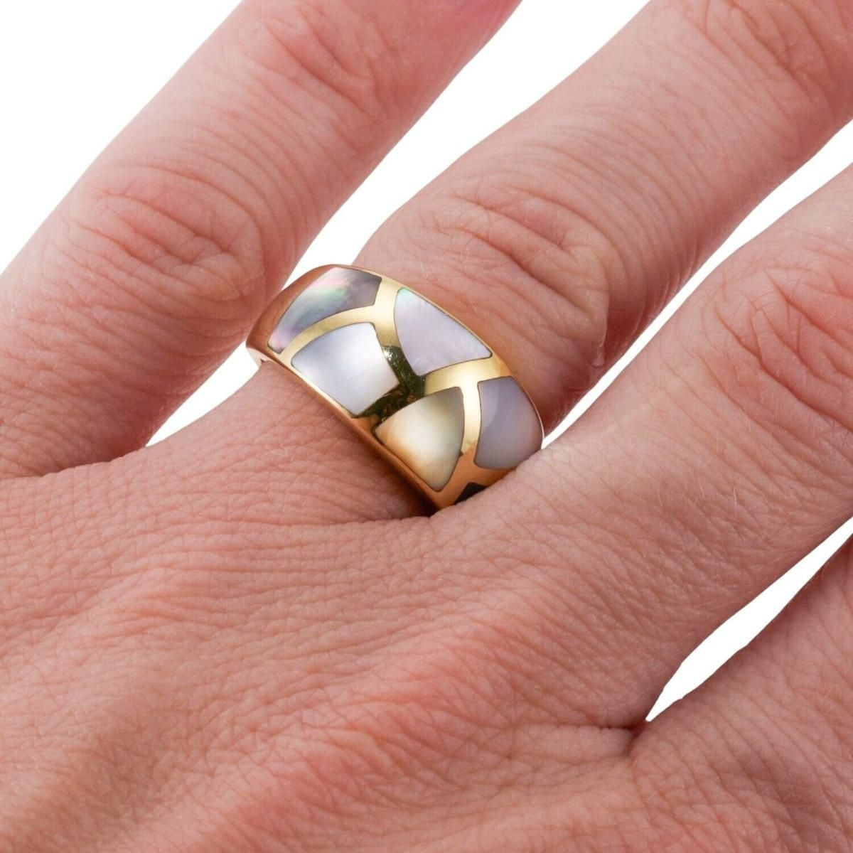 Asch Grossbardt MOP Inlay Gold Ring