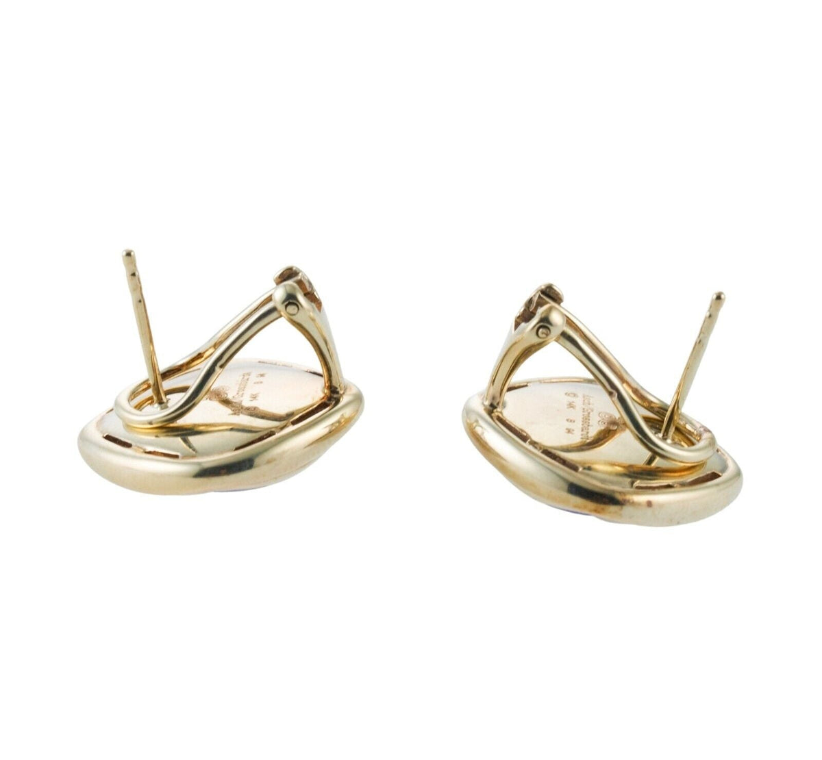 Asch Grossbardt MOP Onyx Lapis Coral Malachite Inlay Gold Earrings