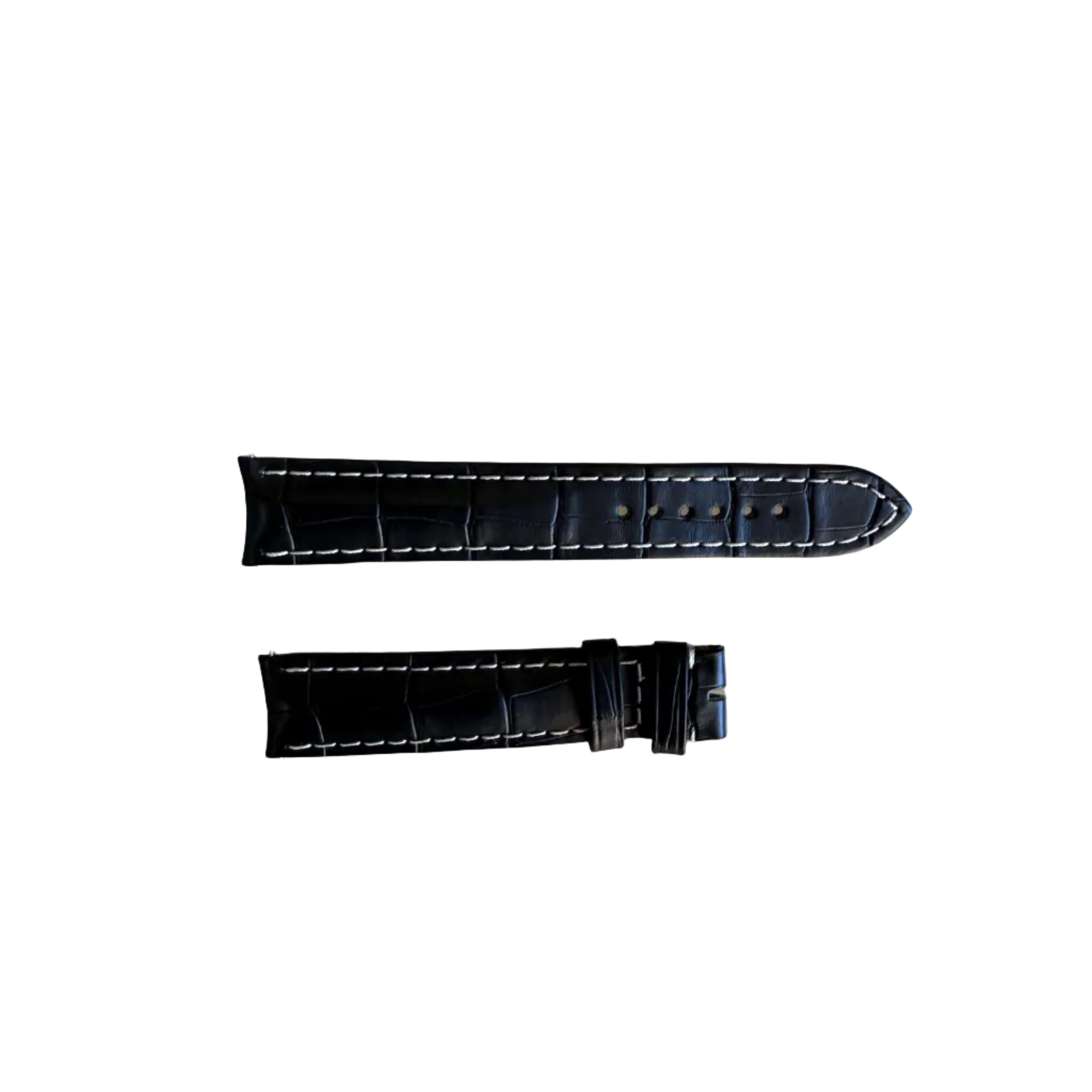 Authentic 1020PL Breitling Black Crocodile Padded & Stitched Watch Strap Band