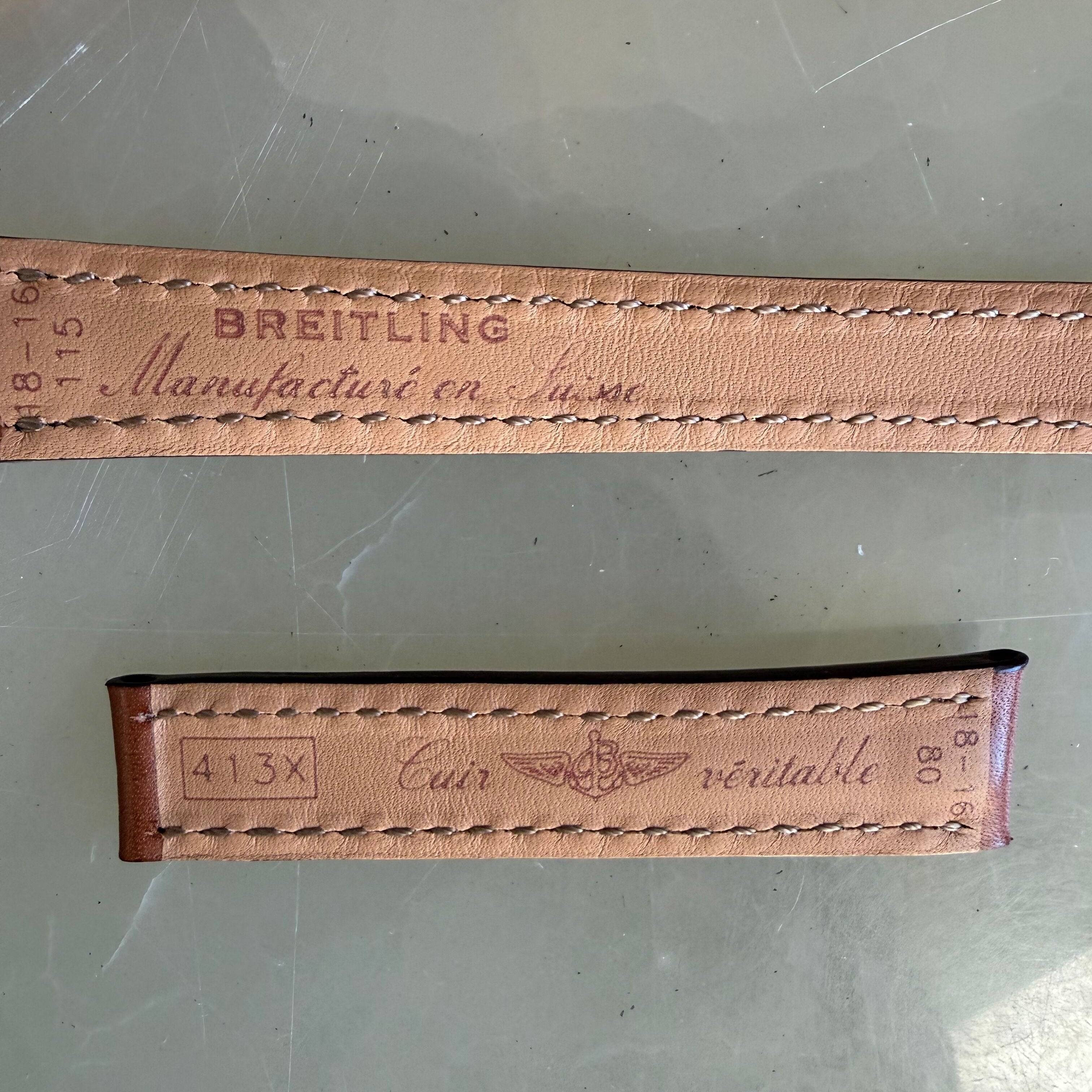 Authentic 413X Breitling Brown Leather Watch Strap Band 18mm