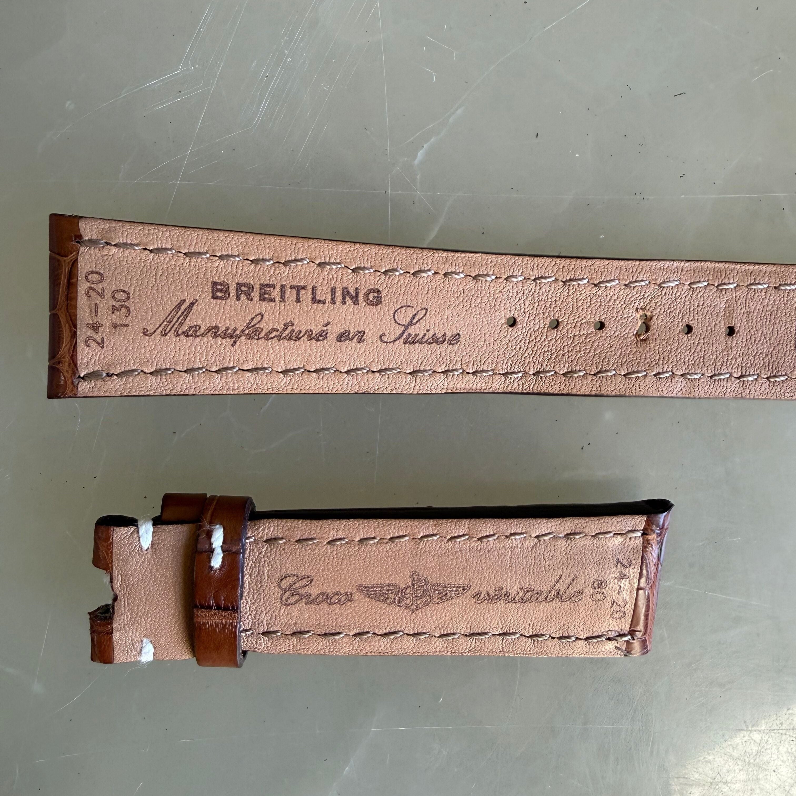 Authentic 754P Breitling Brown Alligator Watch Strap Band 24mm