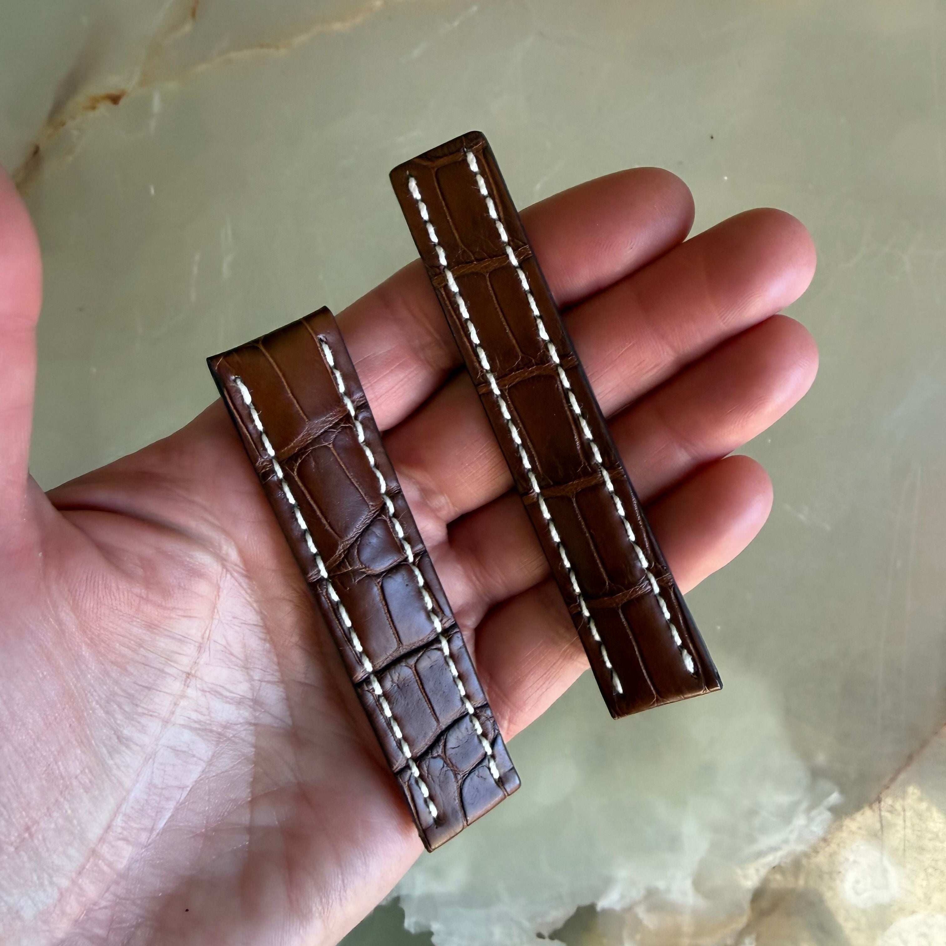 Authentic 768P Breitling Brown Alligator Padded & Stitched Watch Strap Band 20mm