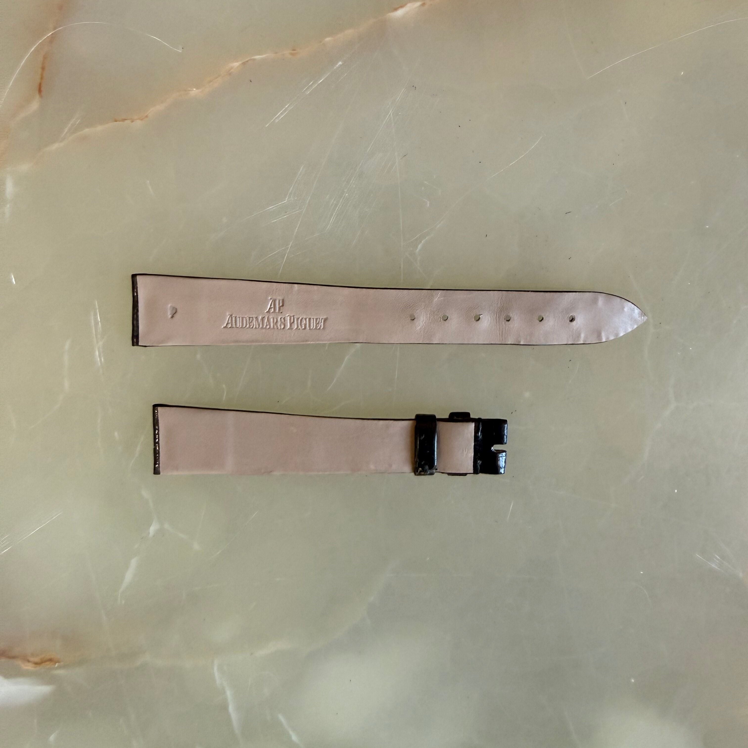 Authentic Audemars Piguet Alligator Black Shiny Watch Band Strap 18mm