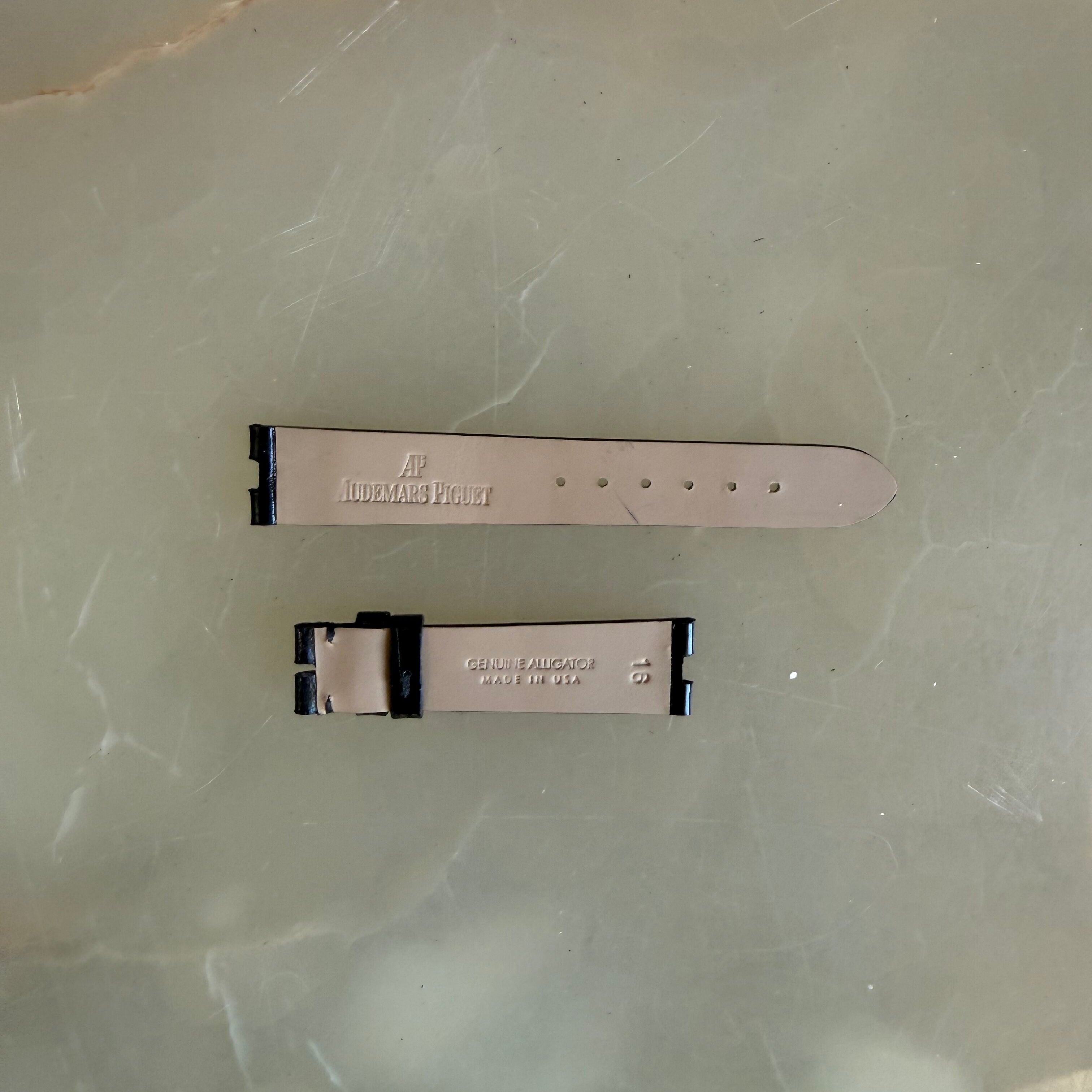 Authentic Audemars Piguet Black Allgator Shiny Watch Strap Band 16mm