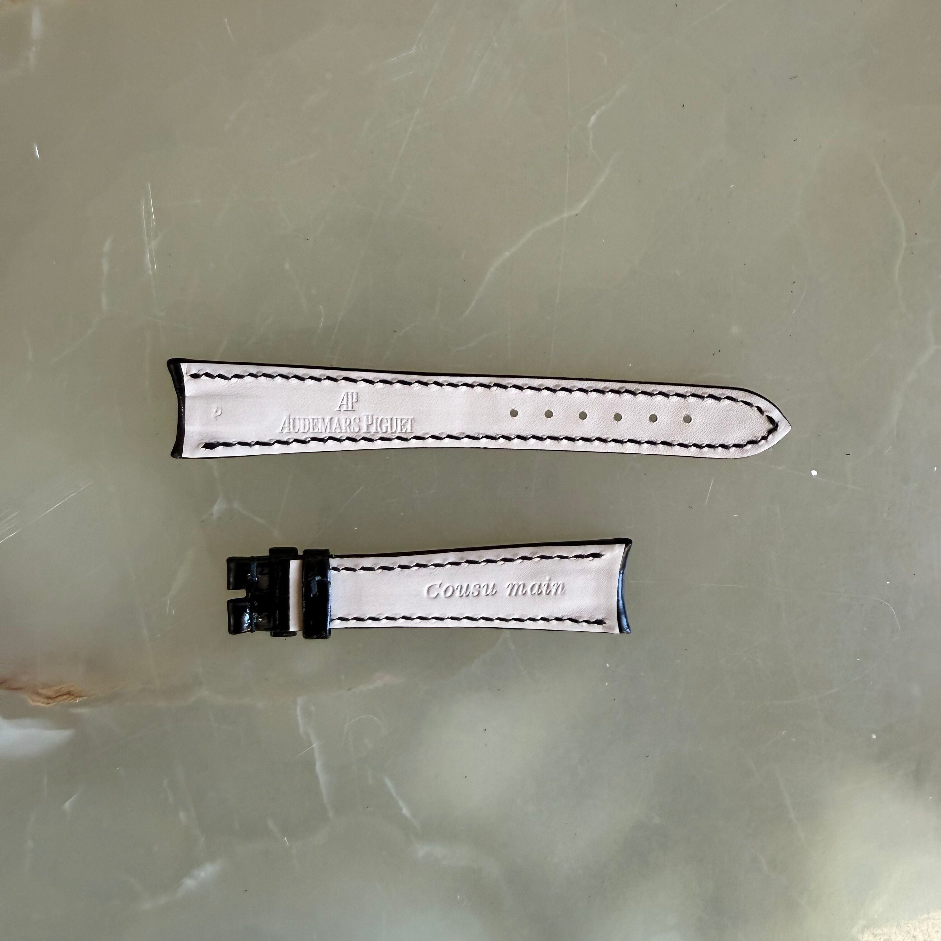 Authentic Audemars Piguet Black Crocodile Shiny Watch Band Strap 18.5mm