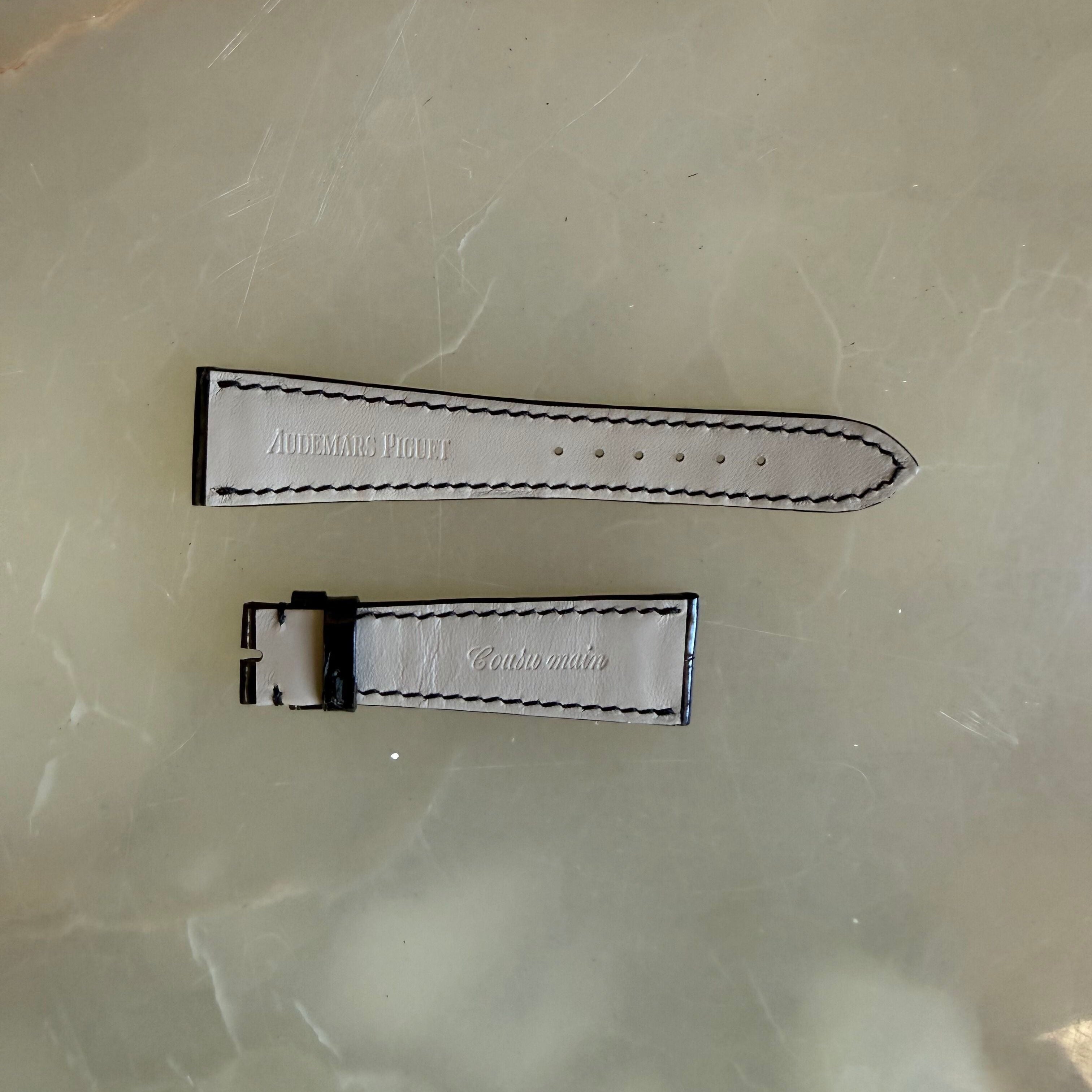 Authentic Audemars Piguet Black Crocodile Shiny Watch Band Strap 22.5mm
